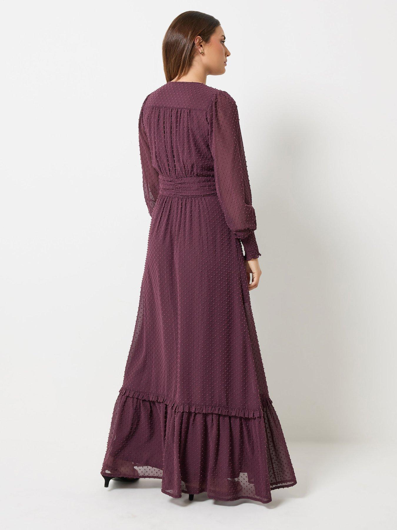 Image 2 of 4 of Long Tall Sally Dobby Button Maxi Dress - Burgundy