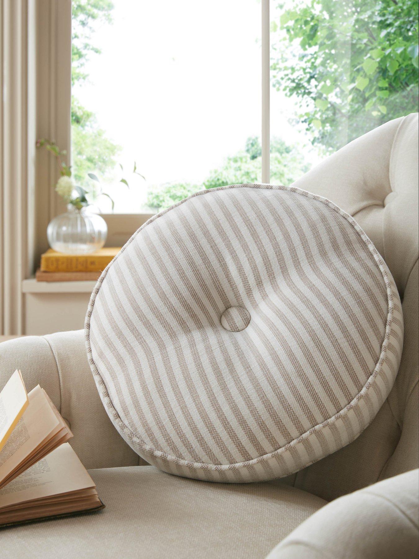Laura Ashley Cornish Stripe Prefilled Microfibre Circular Cushion 35cm