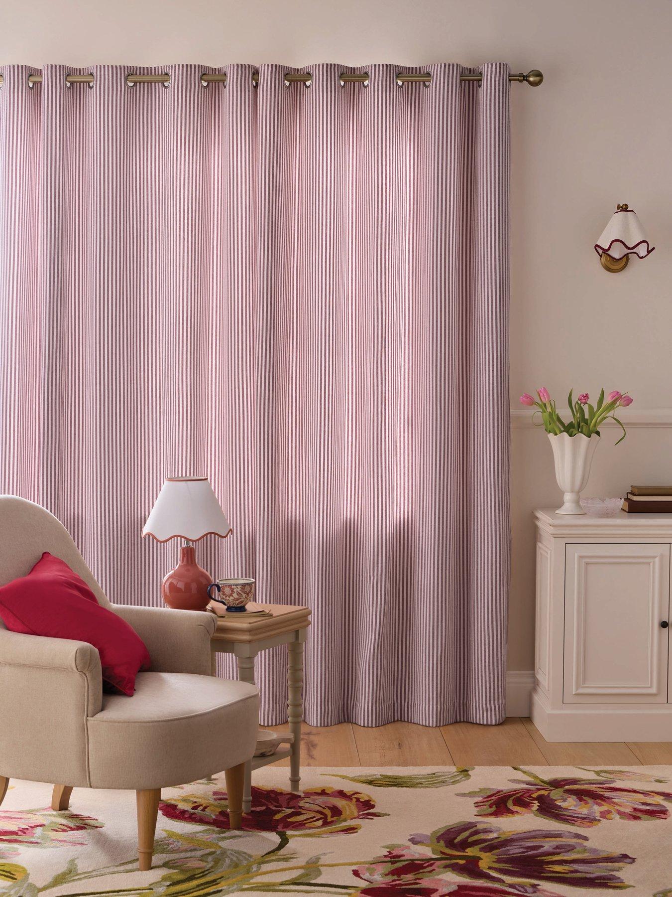 Image 4 of 4 of Laura Ashley Cornish Chenille Stripe Lined Eyelet Curtains