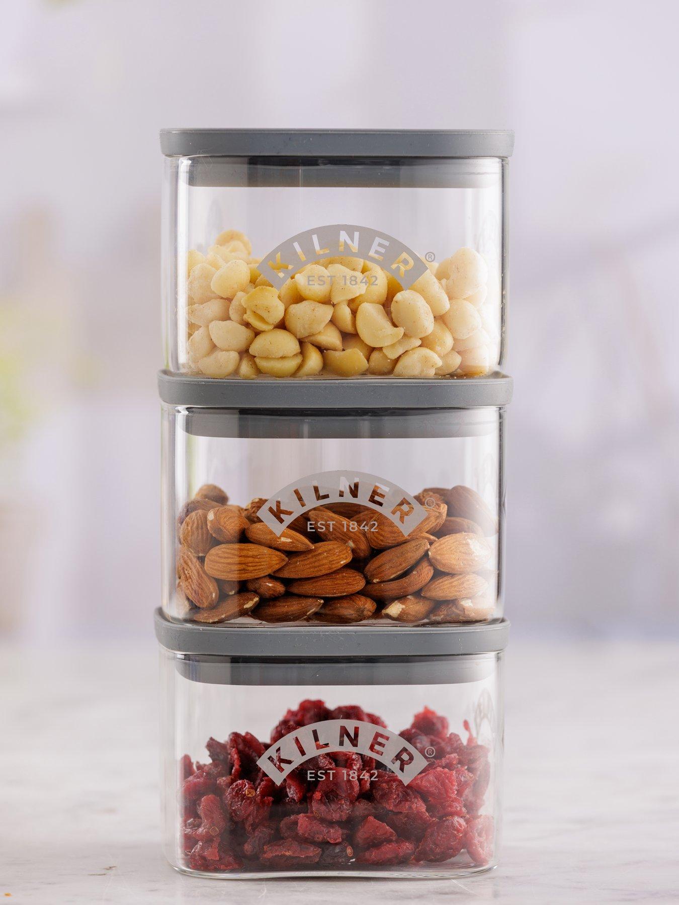 KILNER Fresh Storage 0.5L Square Jar Set of 3