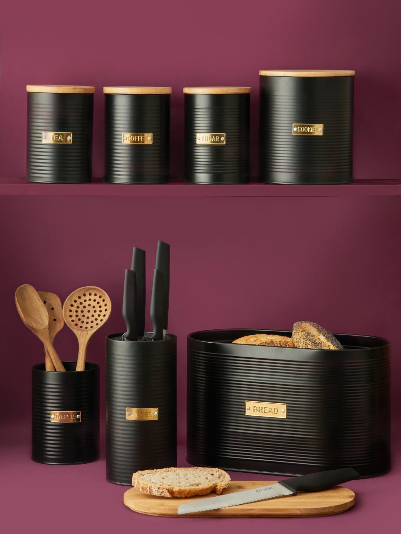 Typhoon OTTO BLACK SET OF 4 TEA, COFFEE SUGAR  &  BREAD