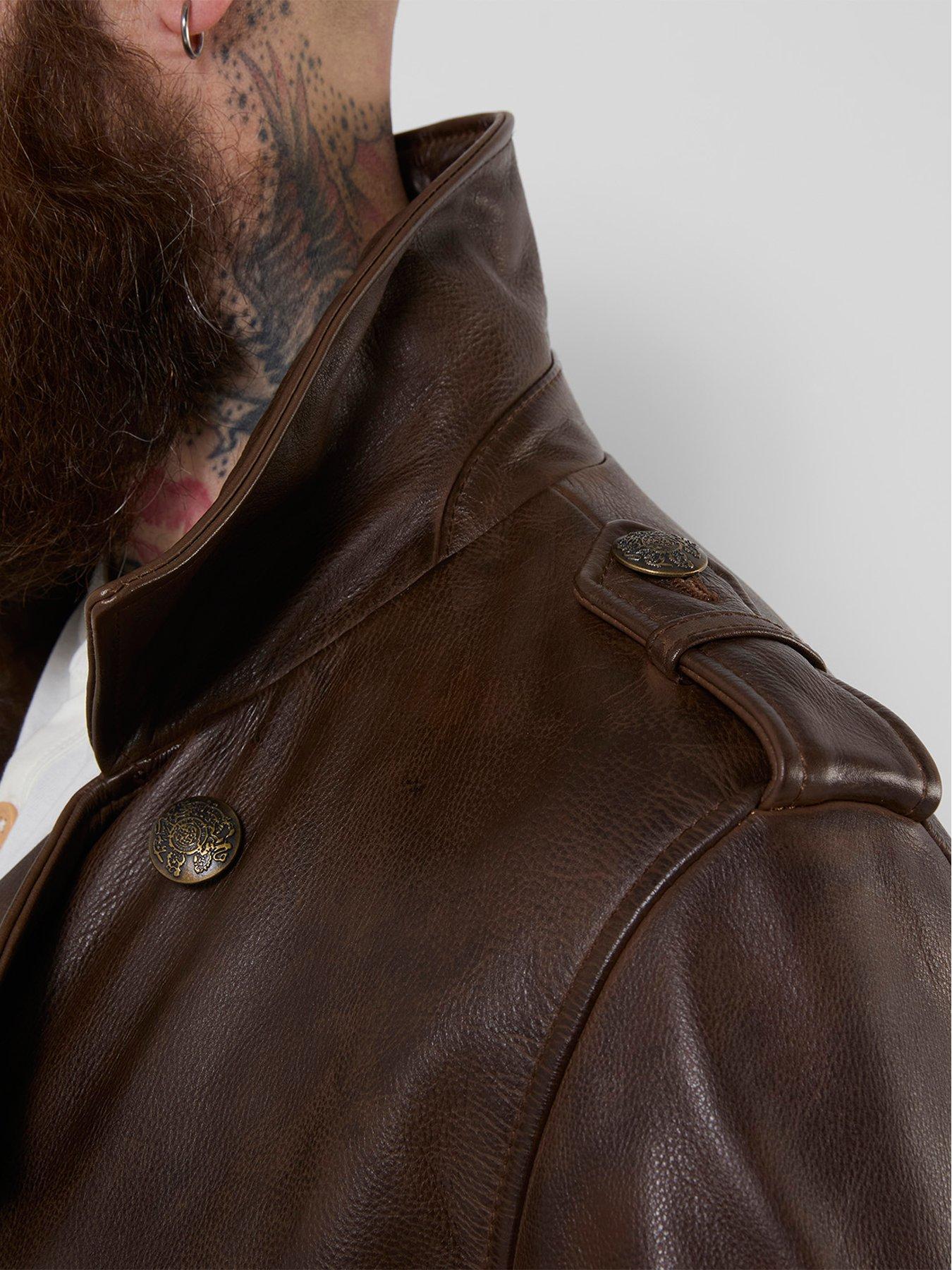 Image 4 of 6 of Joe Browns March On Long Military Leather Coat