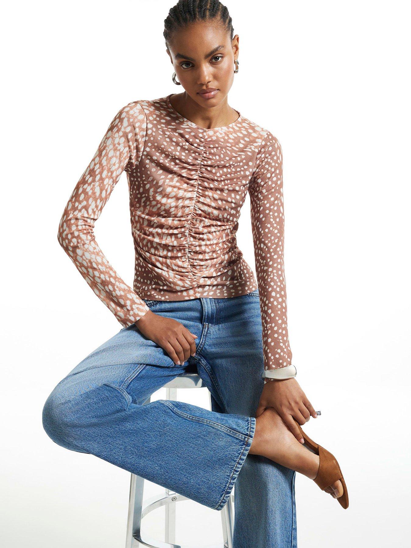 Image 1 of 6 of River Island Ls Bambi Ruche Front Top
