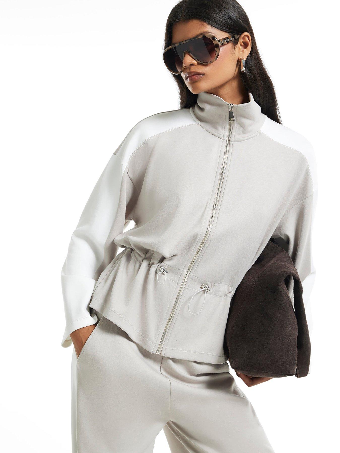River Island Womens Neo Blocked Peplum Co-Ord Zip Through Jacket - Grey