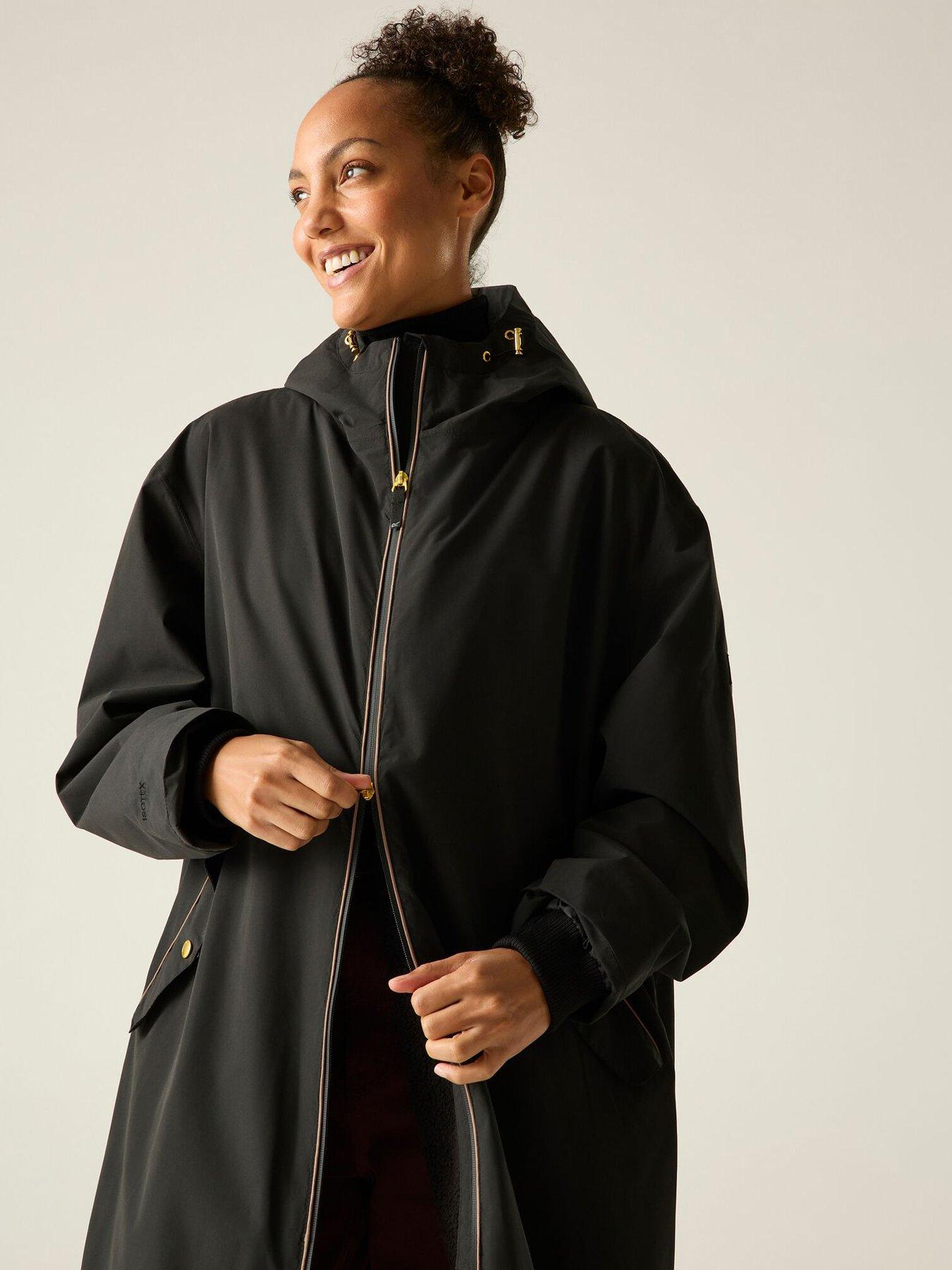 Image 2 of 7 of Regatta Womens Luxe Heritage Waterproof Borg Lined Hooded Robe - Black