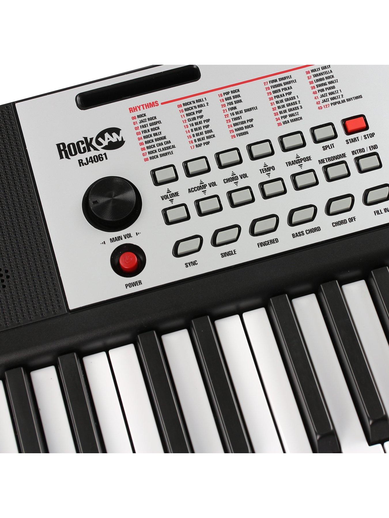 Image 3 of 7 of RockJam RockJam RJ4061-SK 61 Key Full Size Keyboard Piano Kit with Stand, Stool, Key Stickers, 128 Sounds, Teaching Modes and Apps