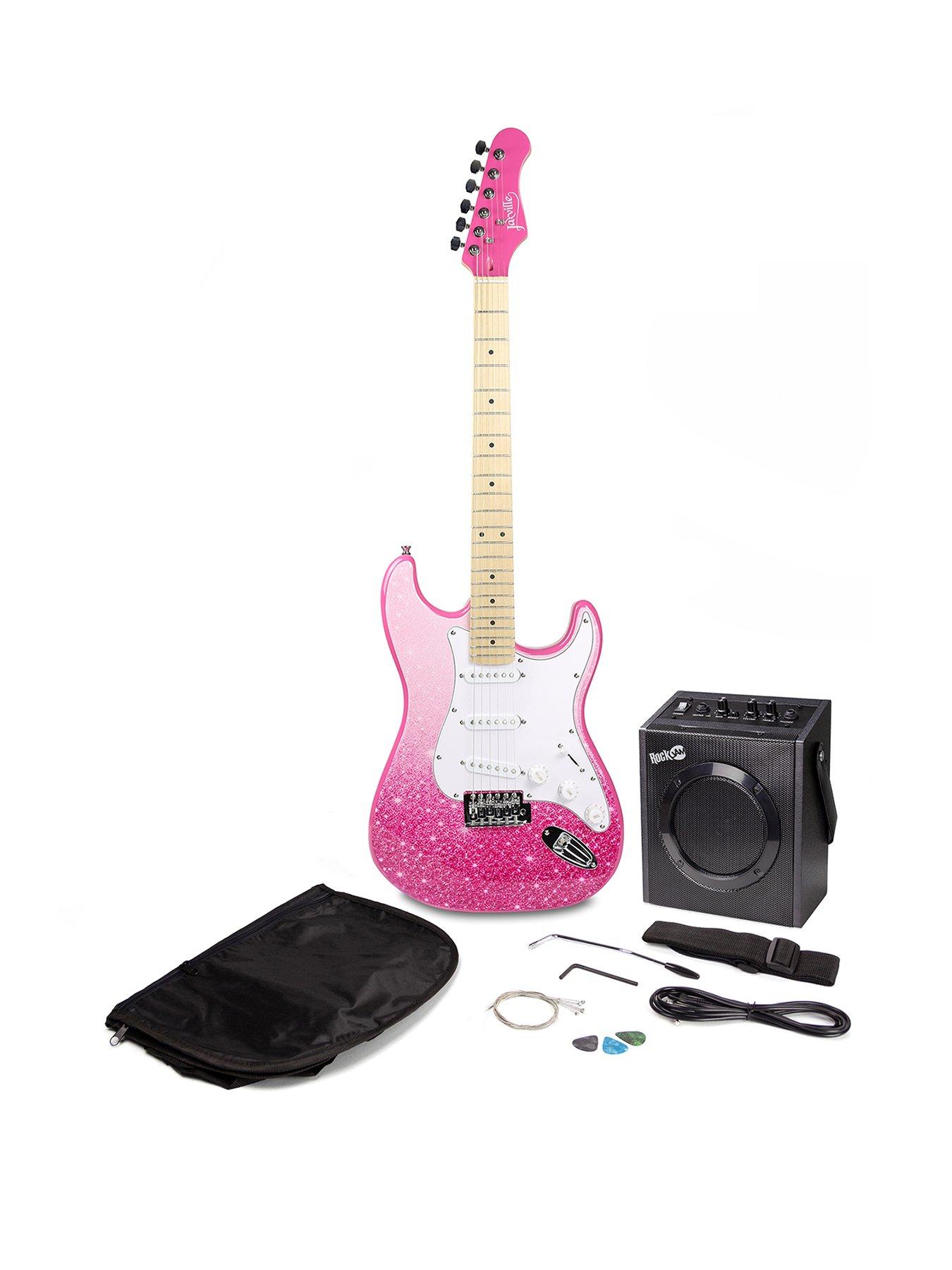 Jaxville Full Size Electric Guitar Beginner Starter Kit, Pink â S-Style Guitar with 10W Amp, Gig Bag, Strap, Cable,Strings, Picks & Online Lessons