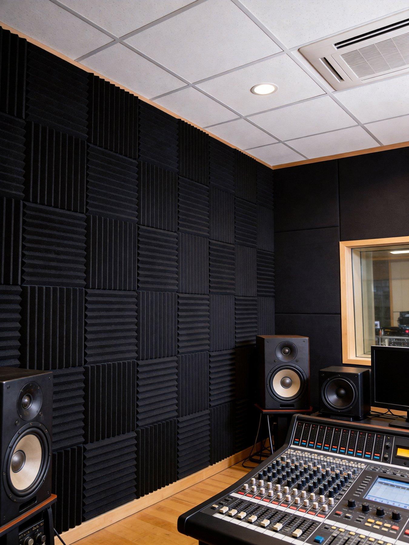 Living And Home 12Pcs High-Density Flame-Retardant Acoustic Foam Panels in One Colour