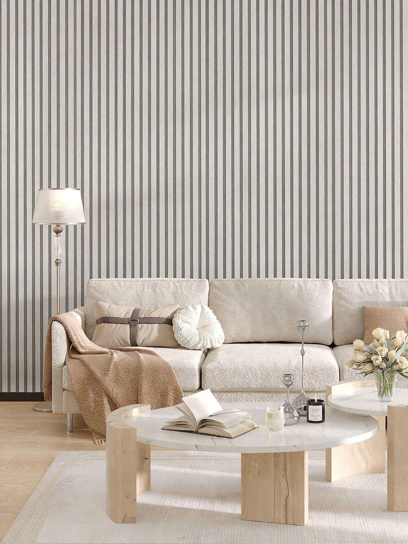 Living And Home Self-Adhesive Wood Grain Stripe Pvc Wallpaper Beige 1000Cm W X 60Cm D in One Colour
