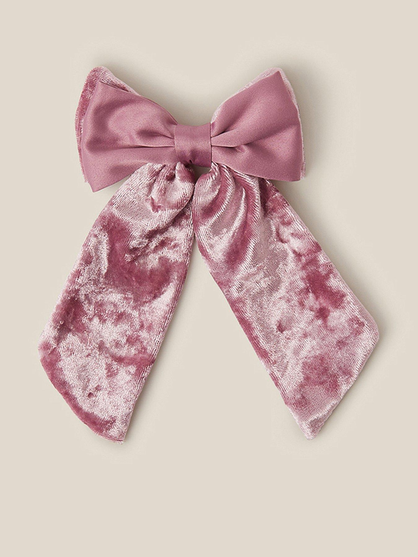 Monsoon Girls Velvet Mix Bow Clip - Pink