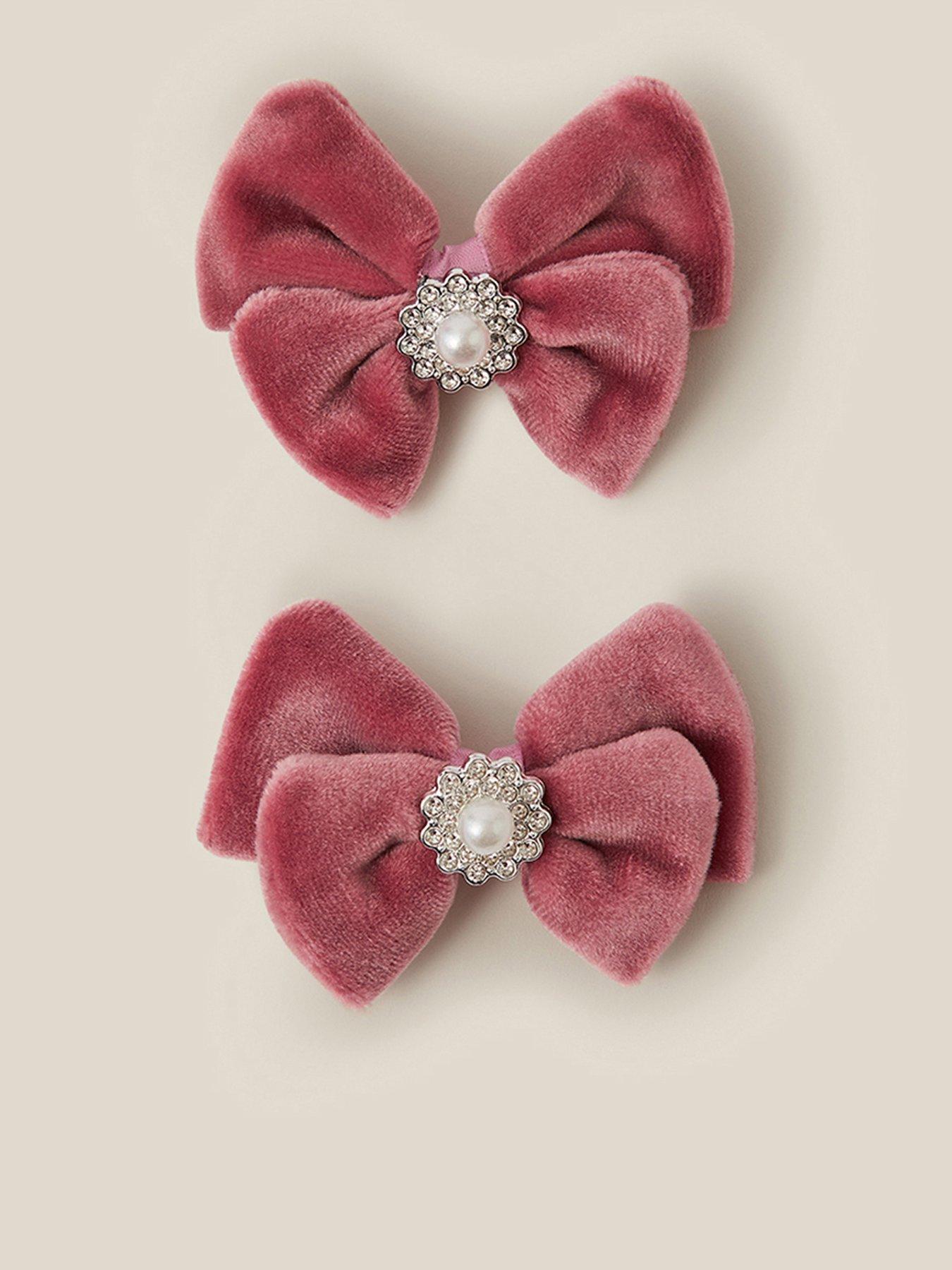 Monsoon Girls 2 Pack Diamante Bow Clips - Pink