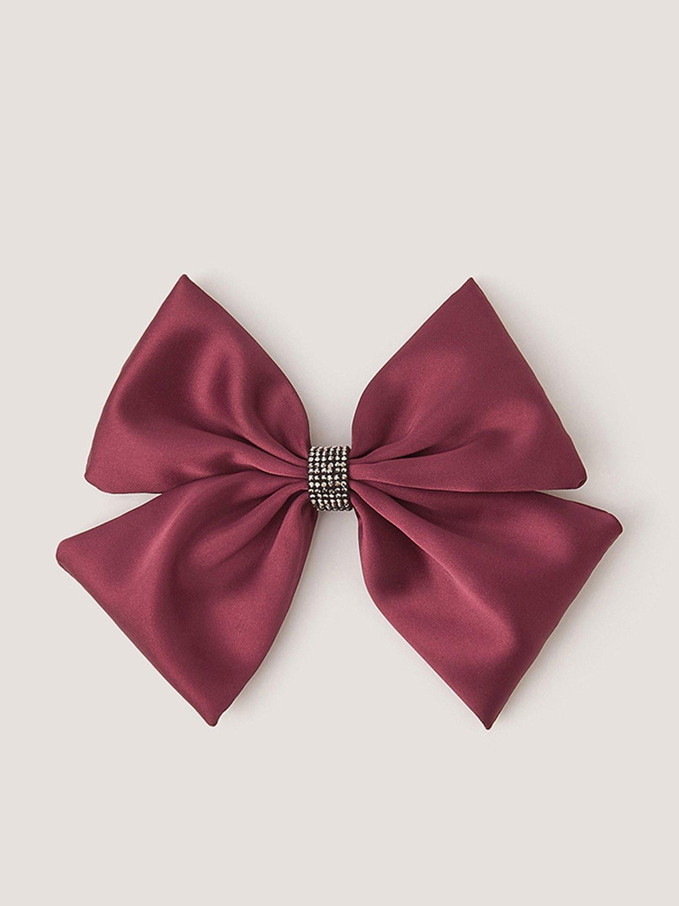 Monsoon Girls Layer Satin Bow Clip - Dark Red
