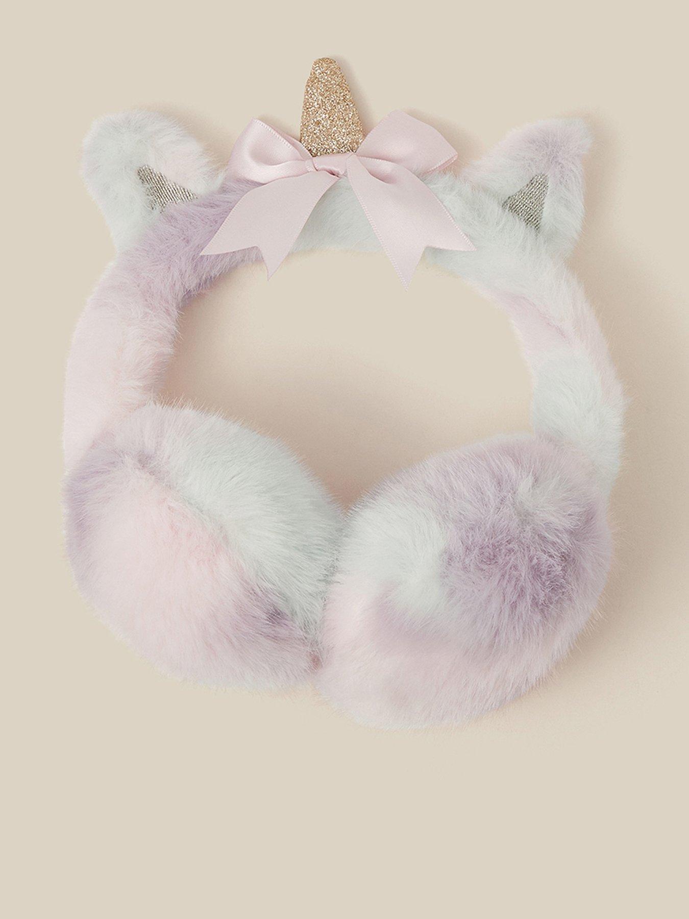 Image 1 of 2 of Monsoon Girls Fluffy Unicorn Earmuffs - Pink/Multi