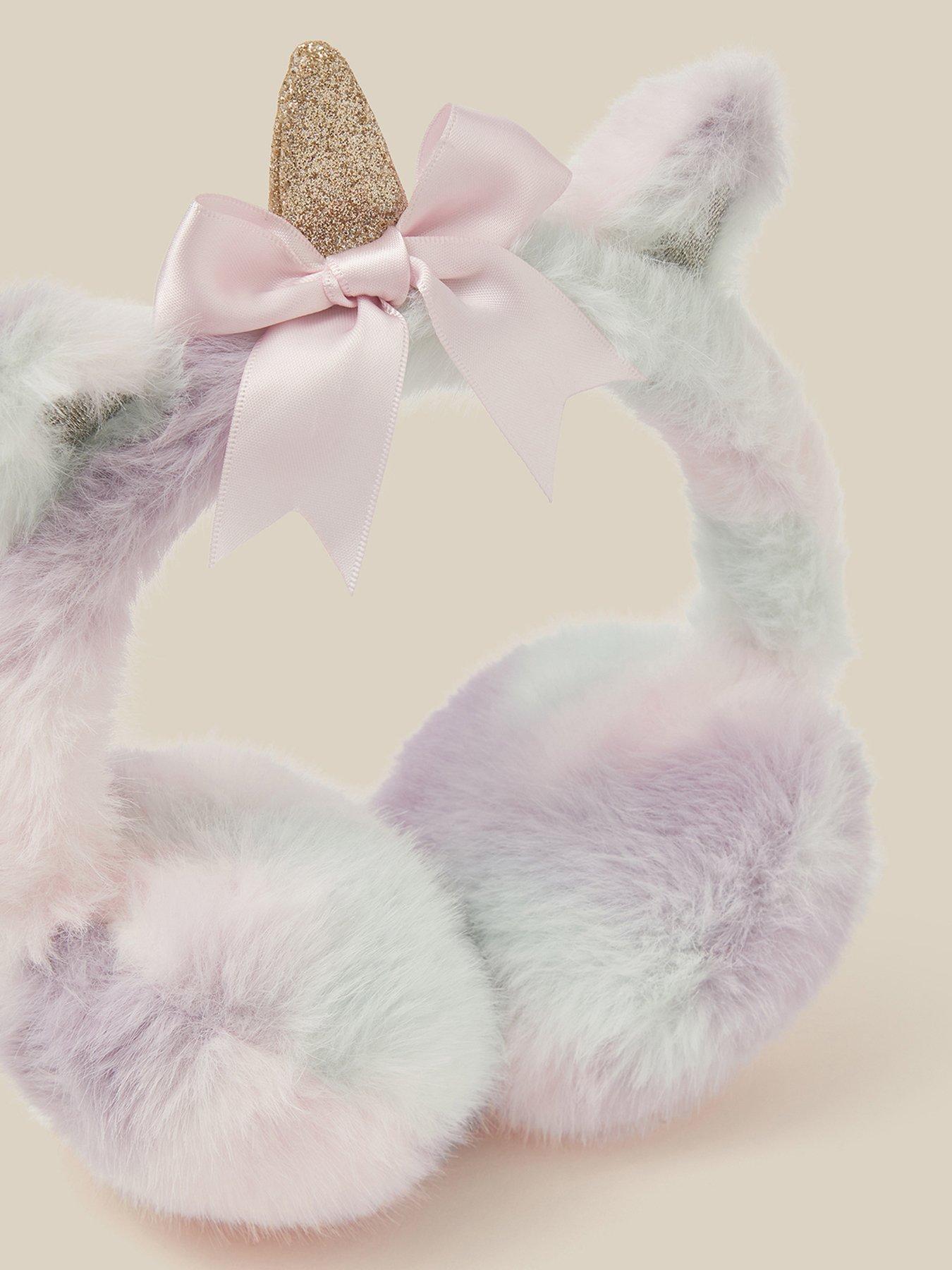 Image 2 of 2 of Monsoon Girls Fluffy Unicorn Earmuffs - Pink/Multi