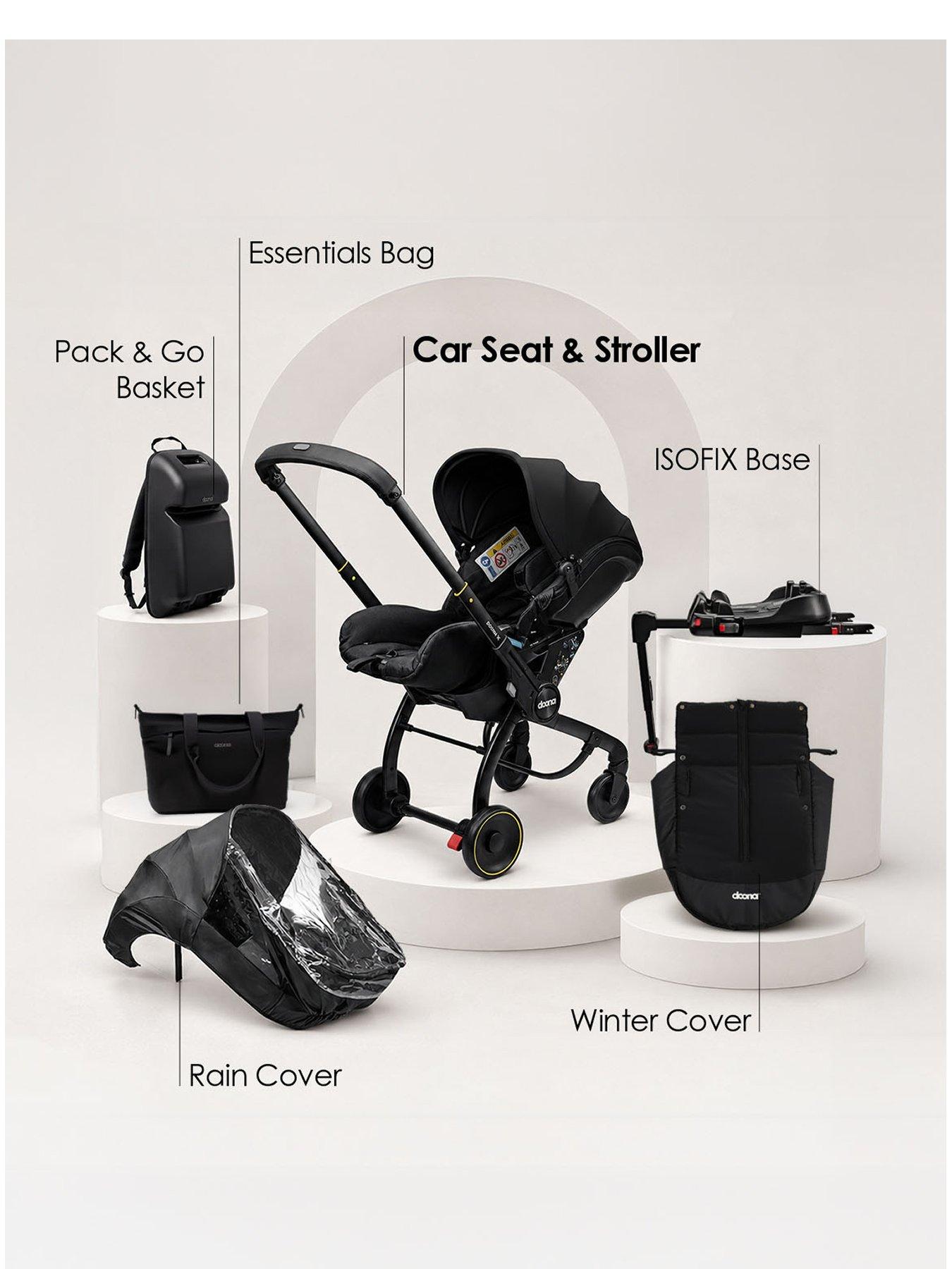 Doona Doona X 6 Piece Bundle - Car Seat & Stroller with ISOFIX Base and Accessories - Nitro Black