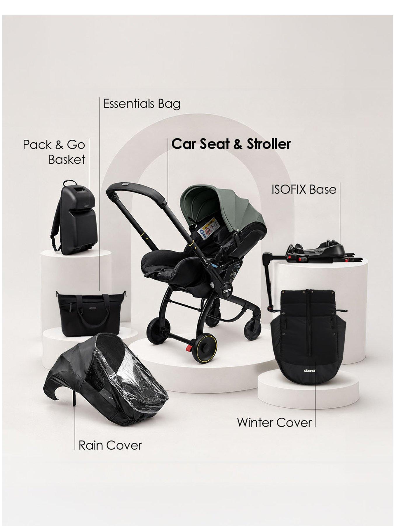 Doona Doona X 6 Piece Bundle - Car Seat & Stroller with ISOFIX Base and Accessories - Slate Green