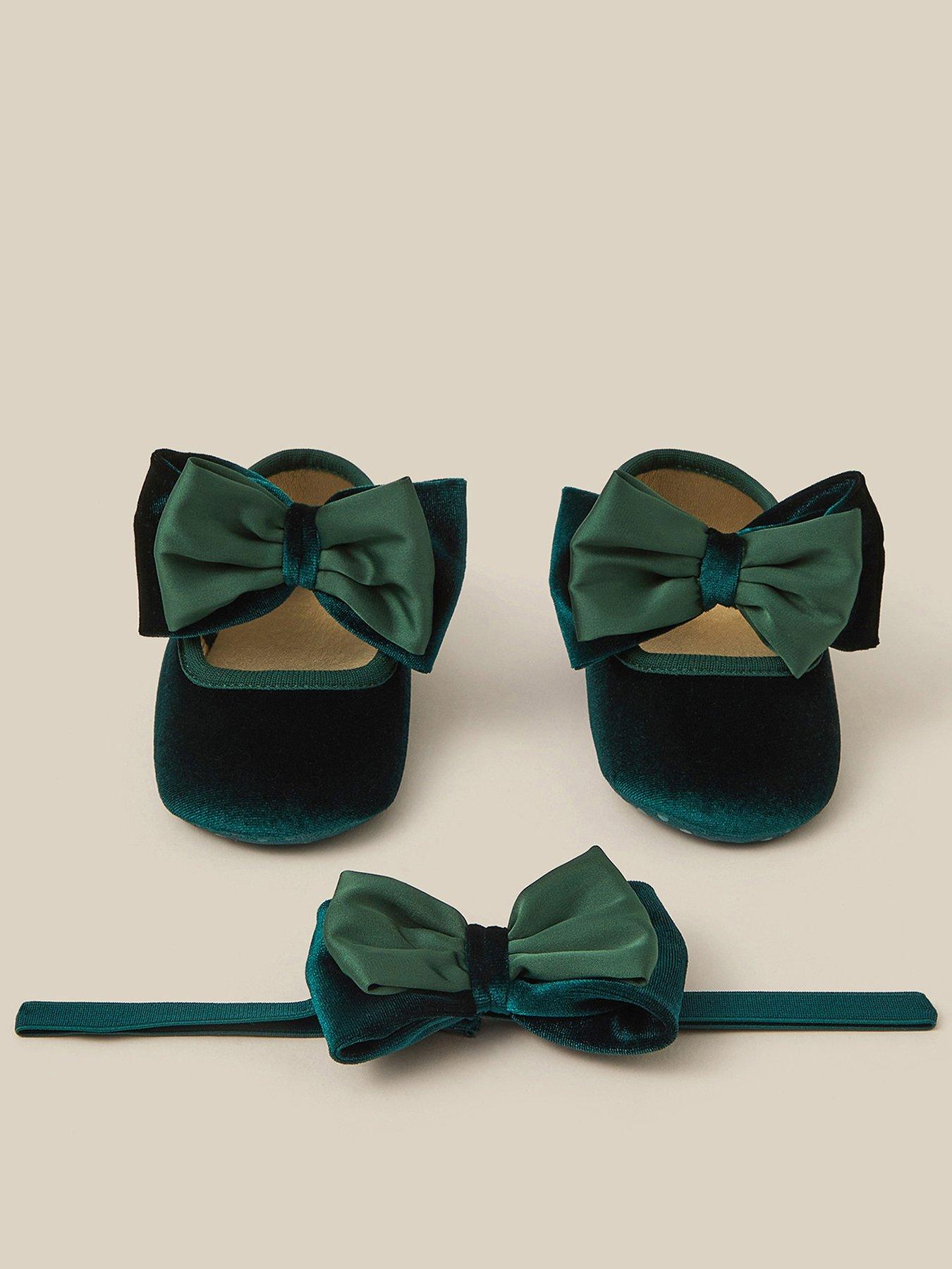 Monsoon Baby Girls Velvet Bootie Bando - Green