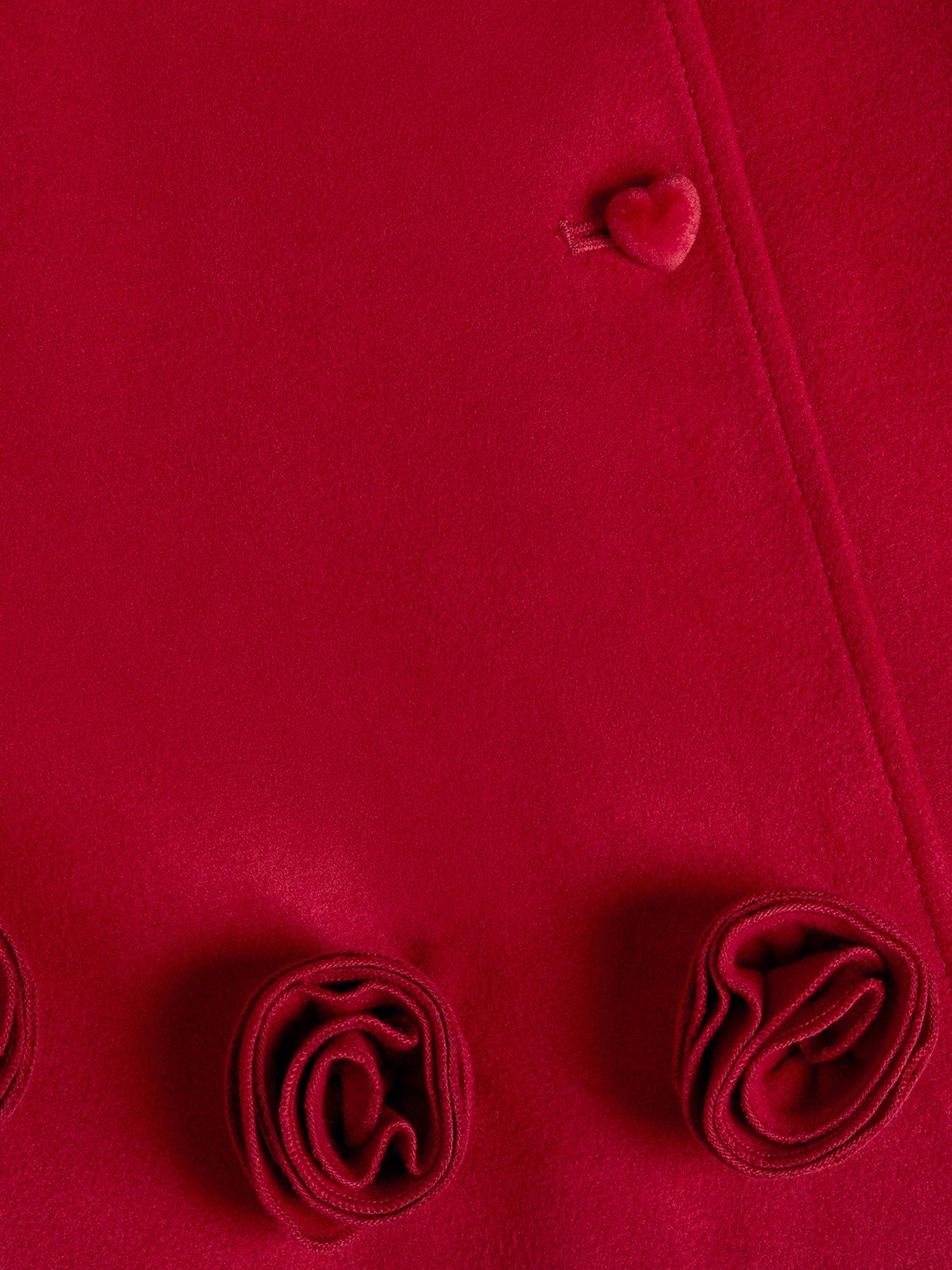 Image 3 of 3 of Monsoon Girls Faux-Fur Collar Hooded Coat - Red