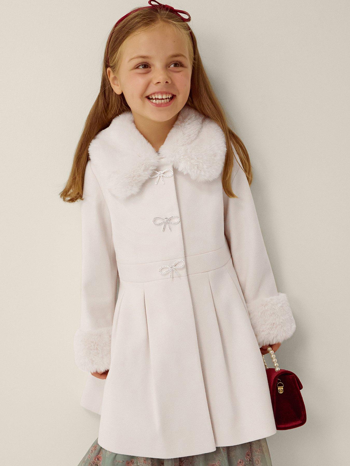 Image 1 of 4 of Monsoon Girls Isabella Winter Coat - Cream