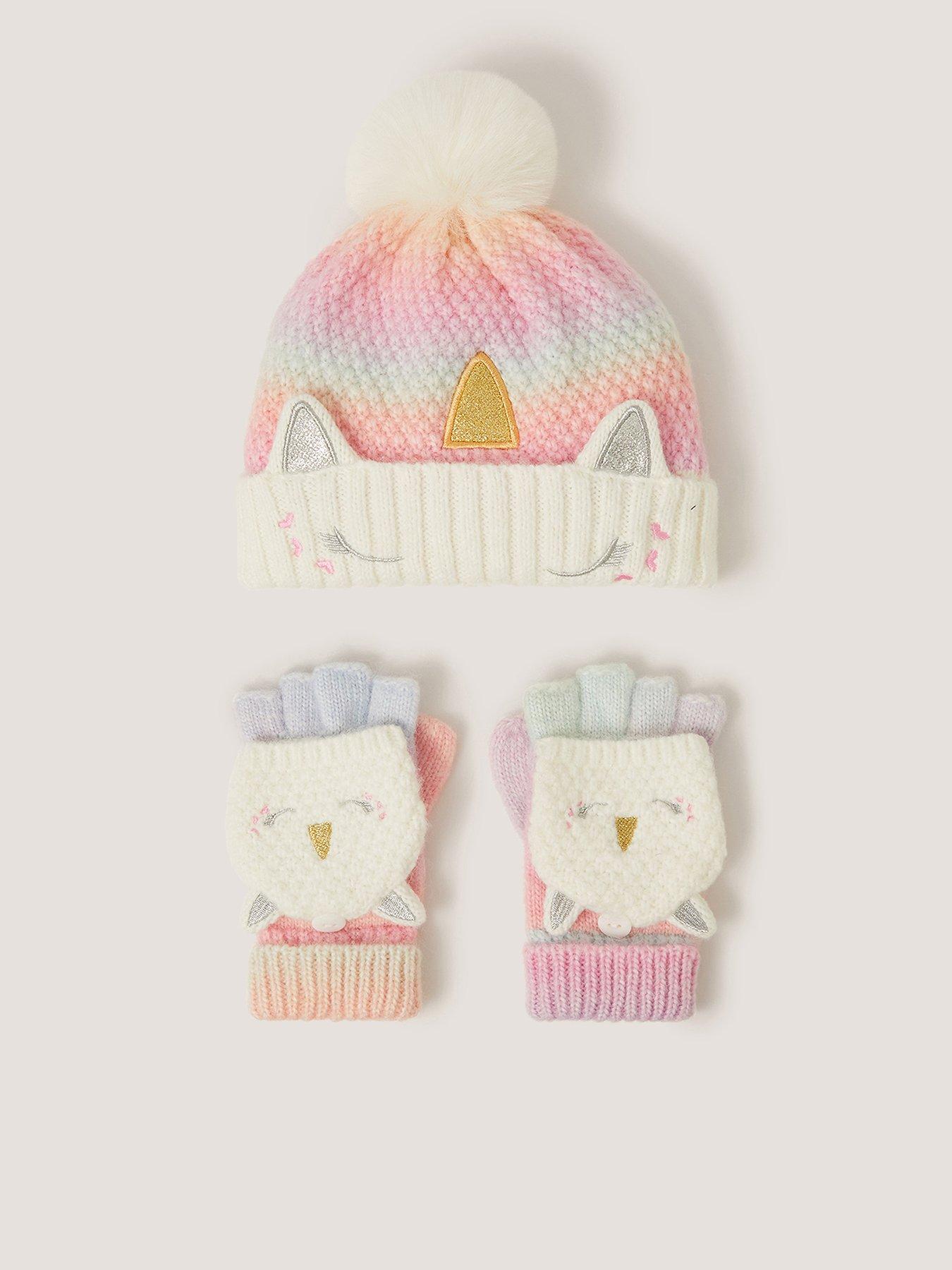 Monsoon Girls Ombre Unicorn Hat  &  Gloves - Multi