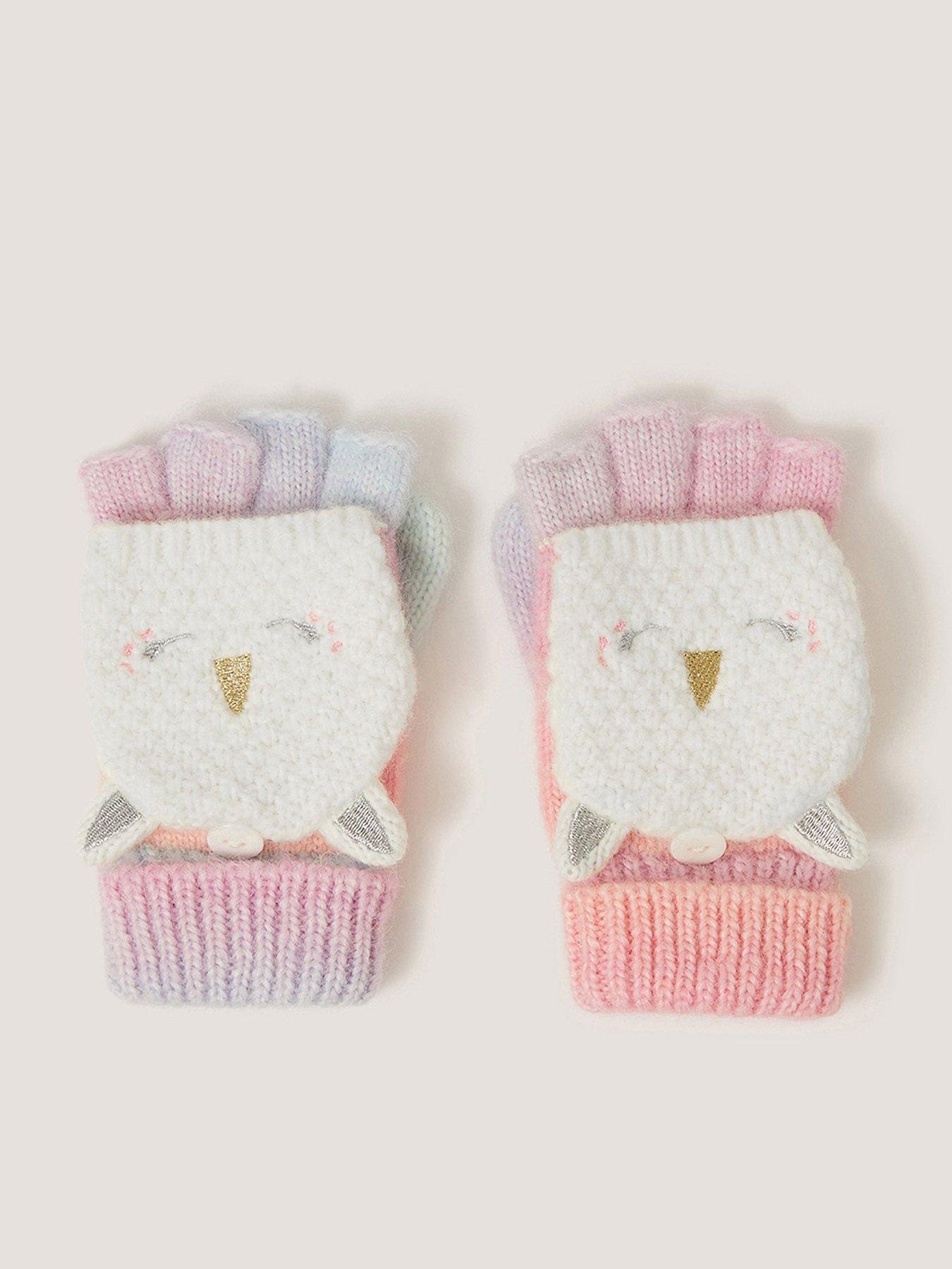 Image 1 of 2 of Monsoon Girls Ombre Unicorn Button-Over Fingerless Gloves - Multi
