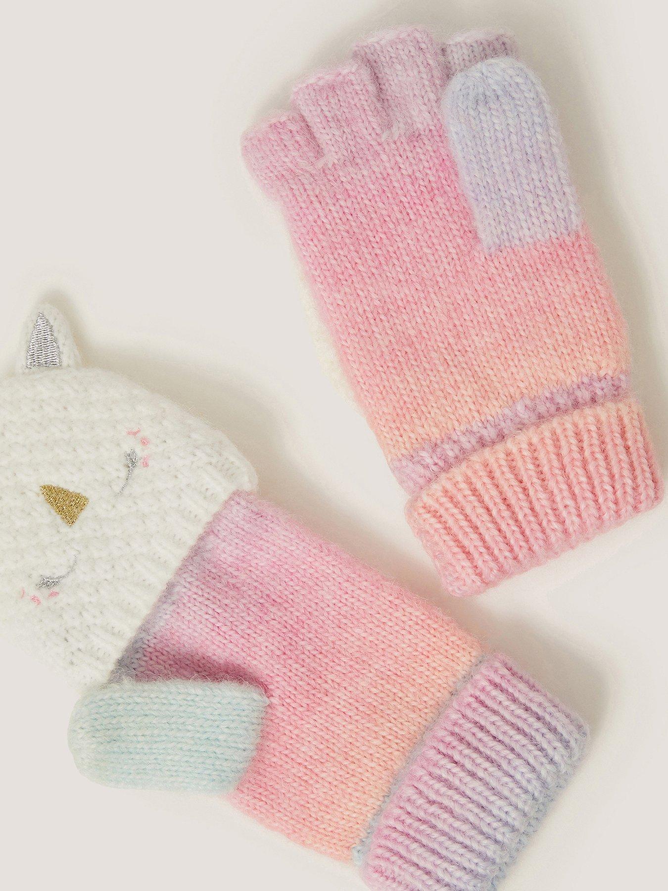 Image 2 of 2 of Monsoon Girls Ombre Unicorn Button-Over Fingerless Gloves - Multi
