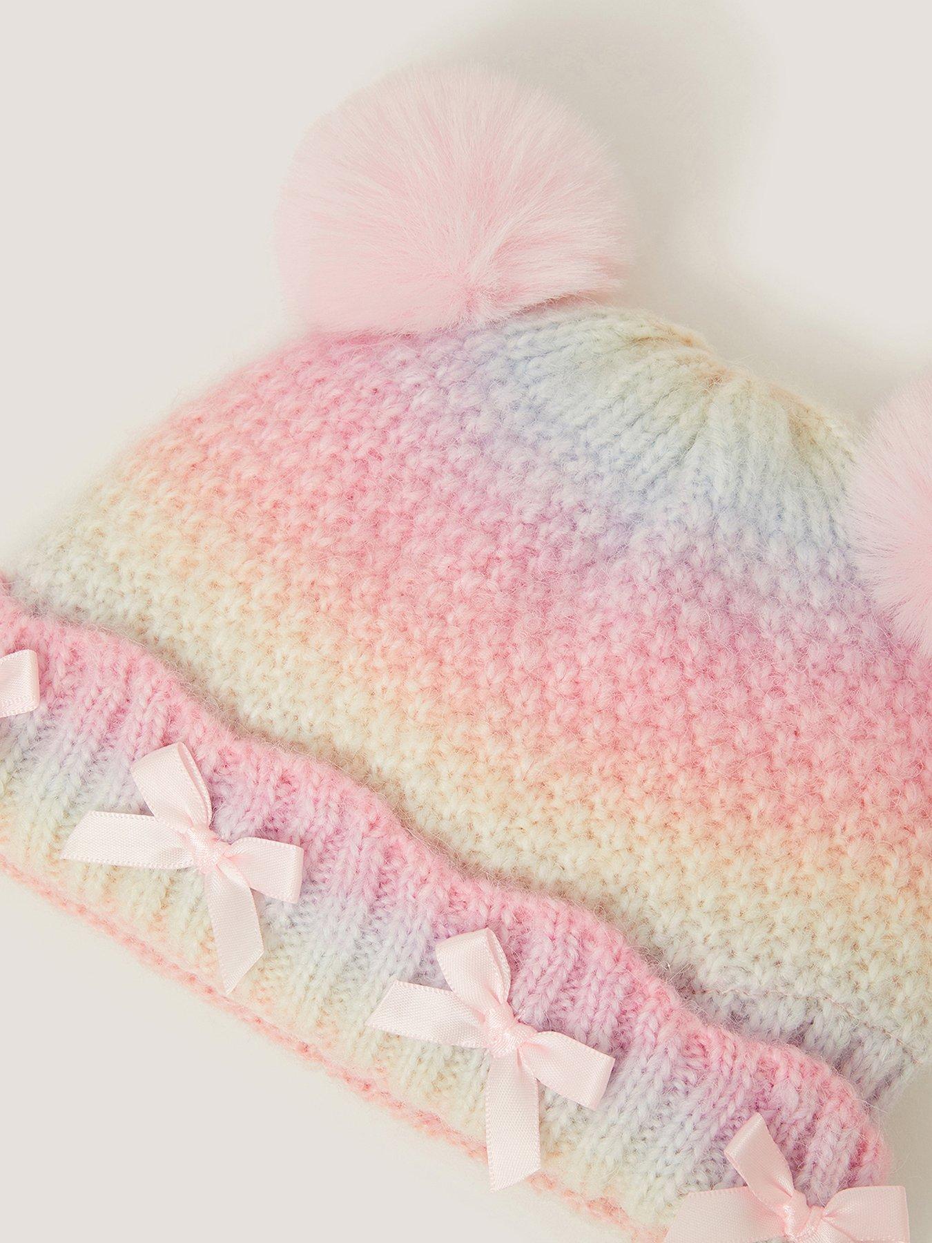 Image 3 of 3 of Monsoon Baby Girls Ombre Cable Hat &amp; Mittens - Multi