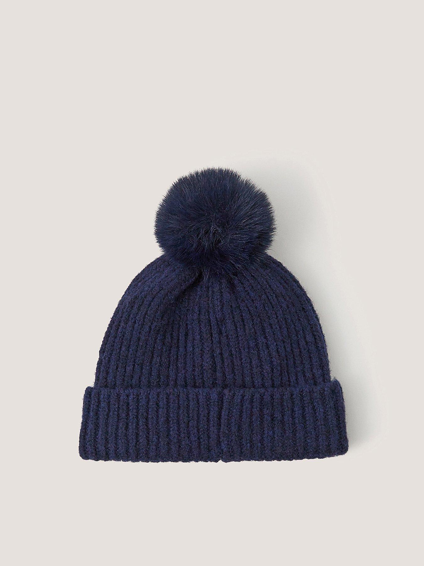Image 2 of 3 of Monsoon Girls Velvet Bow Beanie Hat - Navy