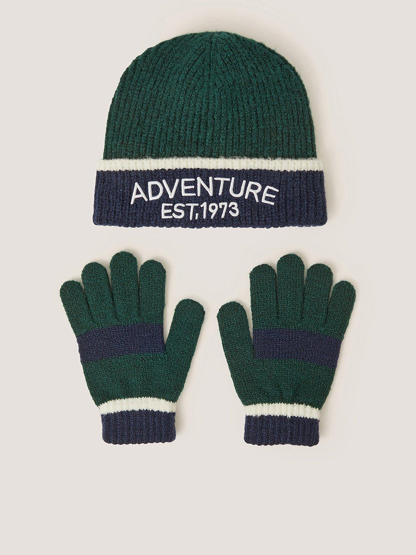 Monsoon Boys Colourblok Beanie  &  Gloves - Green