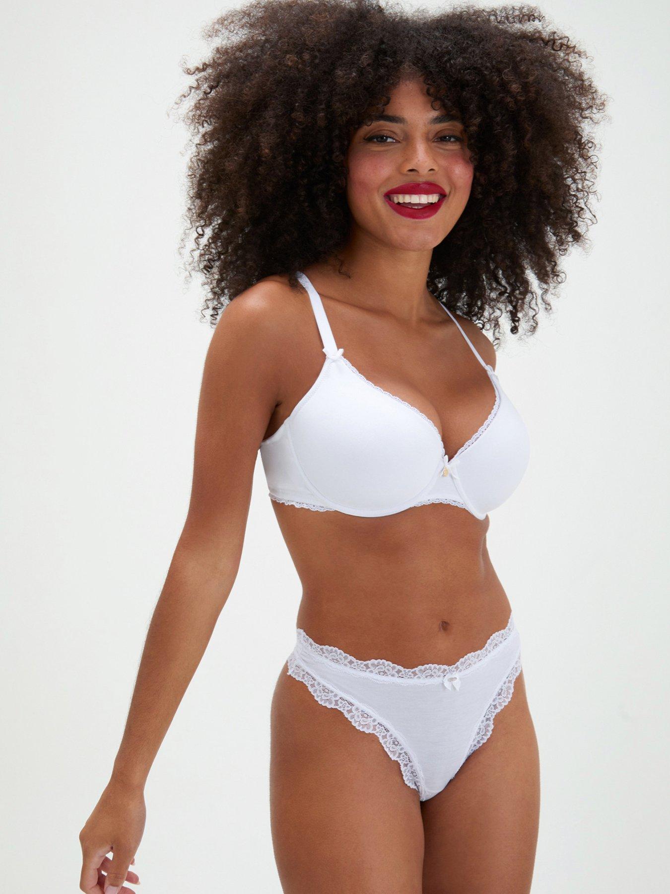 Image 3 of 5 of Boux Avenue Boux Avenue Lydia Cotton Plunge Bra - White