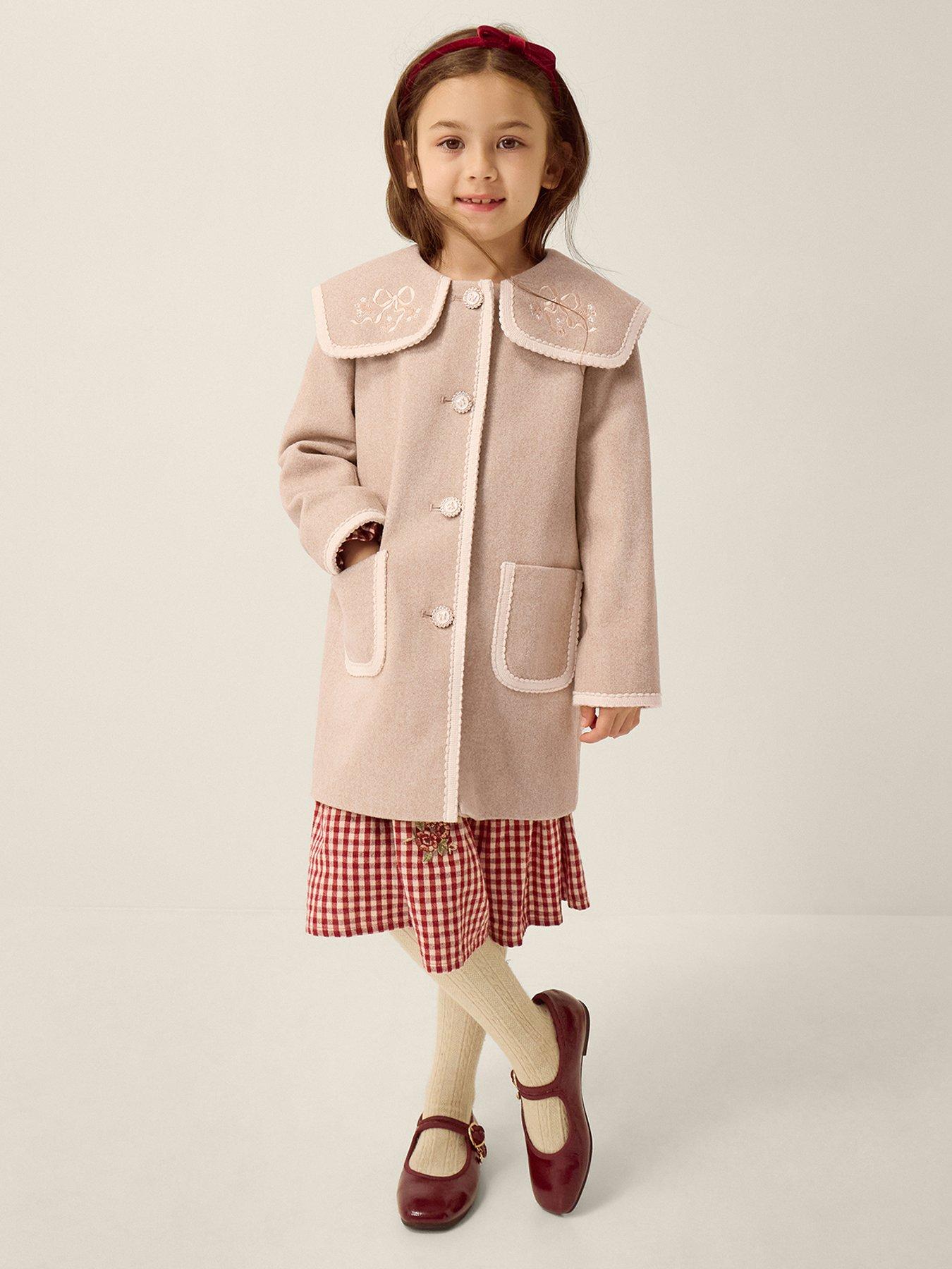 Monsoon Girls Smart Oatmeal Embroidered Sailor Coat - Beige