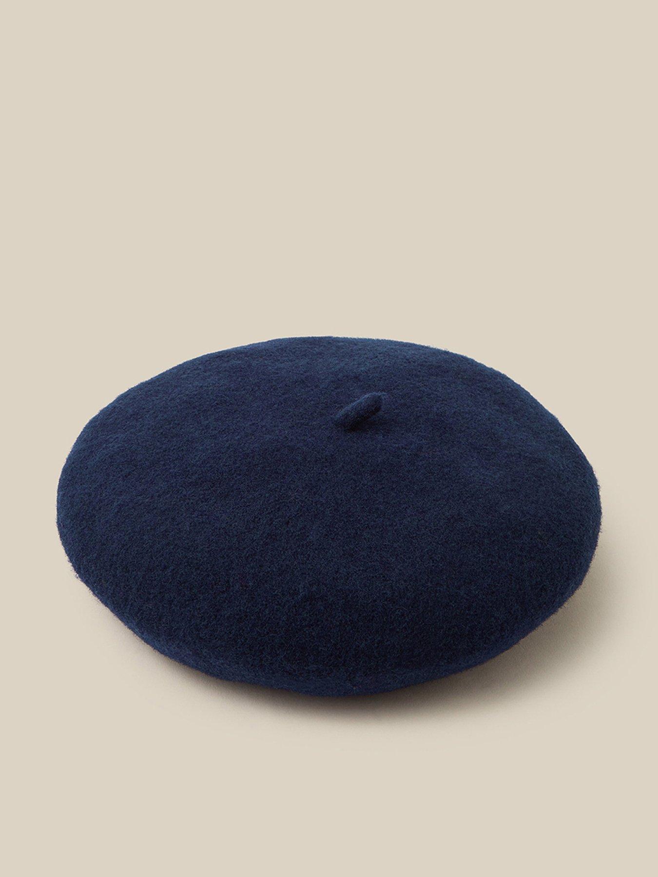 Image 1 of 3 of Monsoon Girls Velvet Bow Beret - Navy