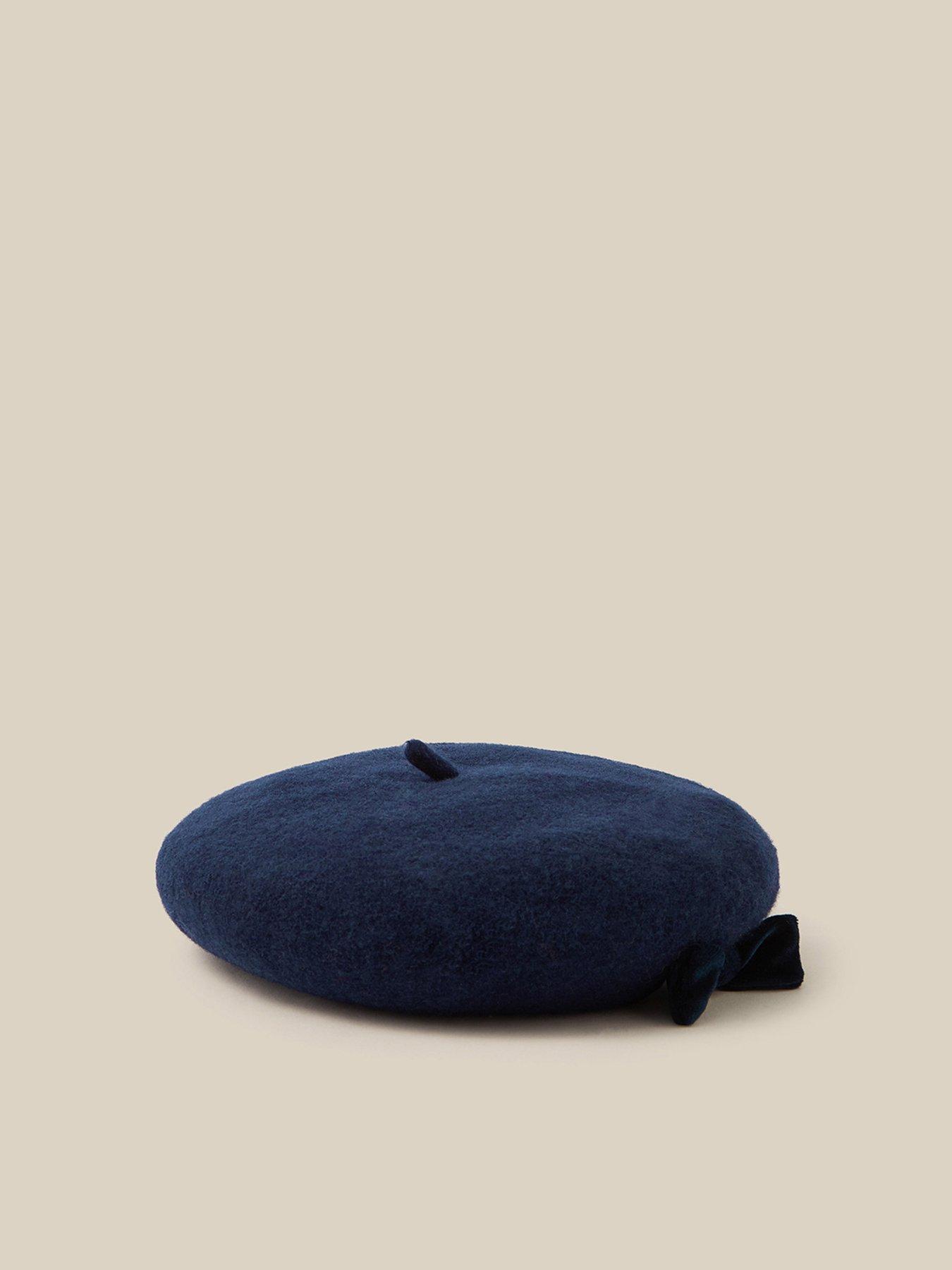 Image 2 of 3 of Monsoon Girls Velvet Bow Beret - Navy