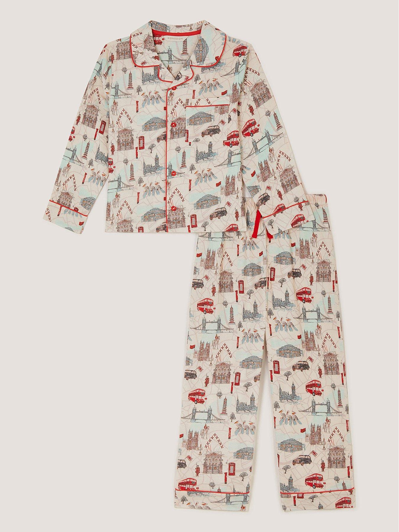 Monsoon Boys Woven London Printed Pyjamas - Cream
