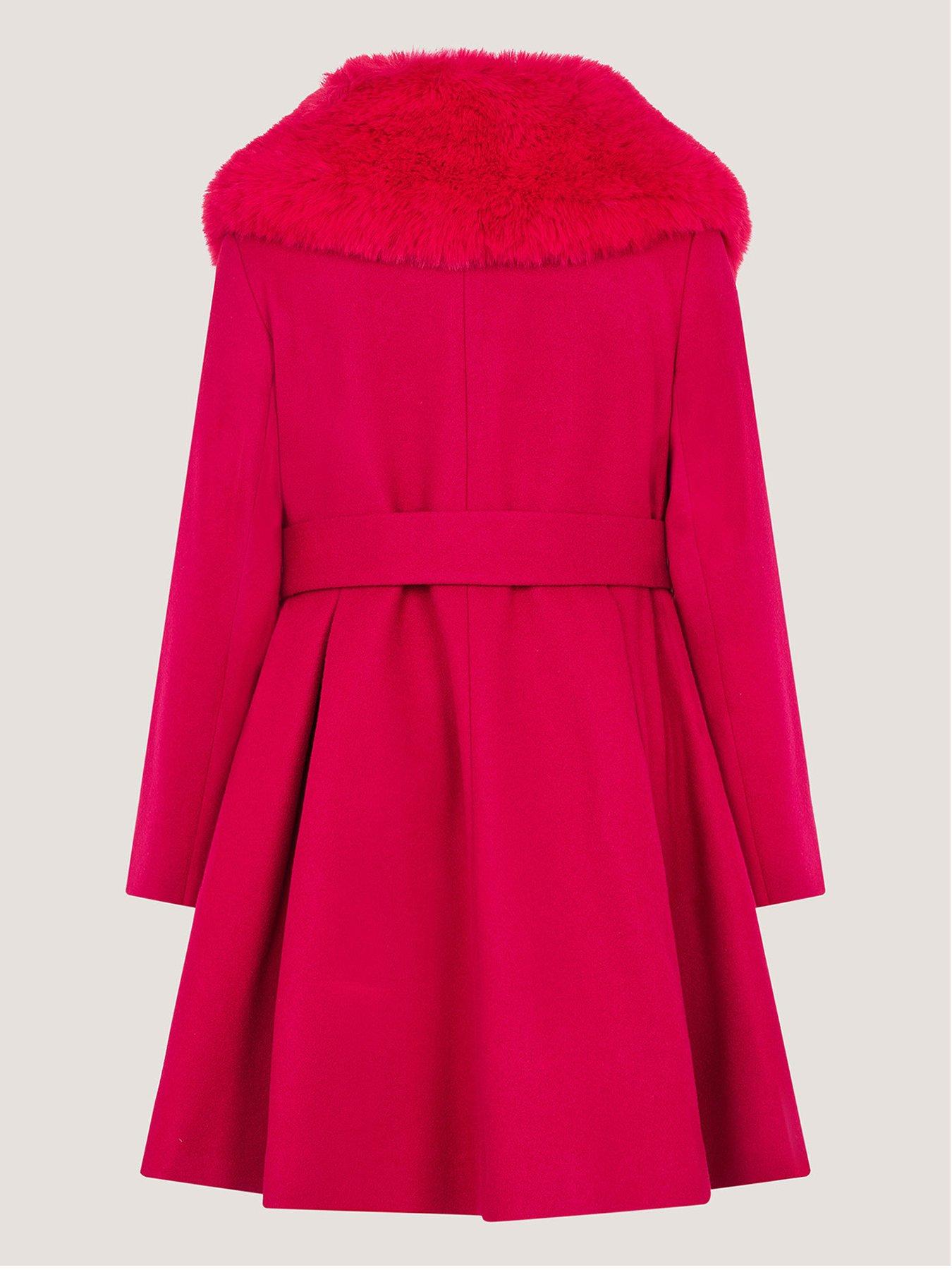 Image 3 of 4 of Monsoon Girls Smart Skirted Belted Coat - Red
