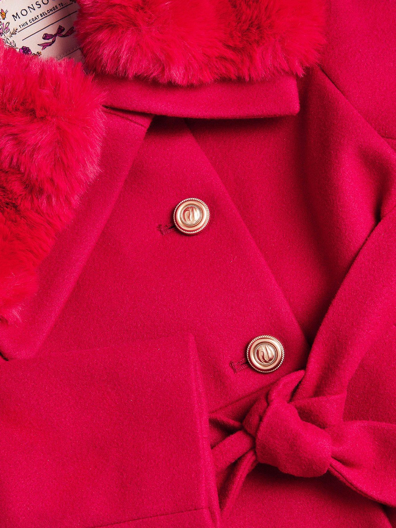 Image 4 of 4 of Monsoon Girls Smart Skirted Belted Coat - Red