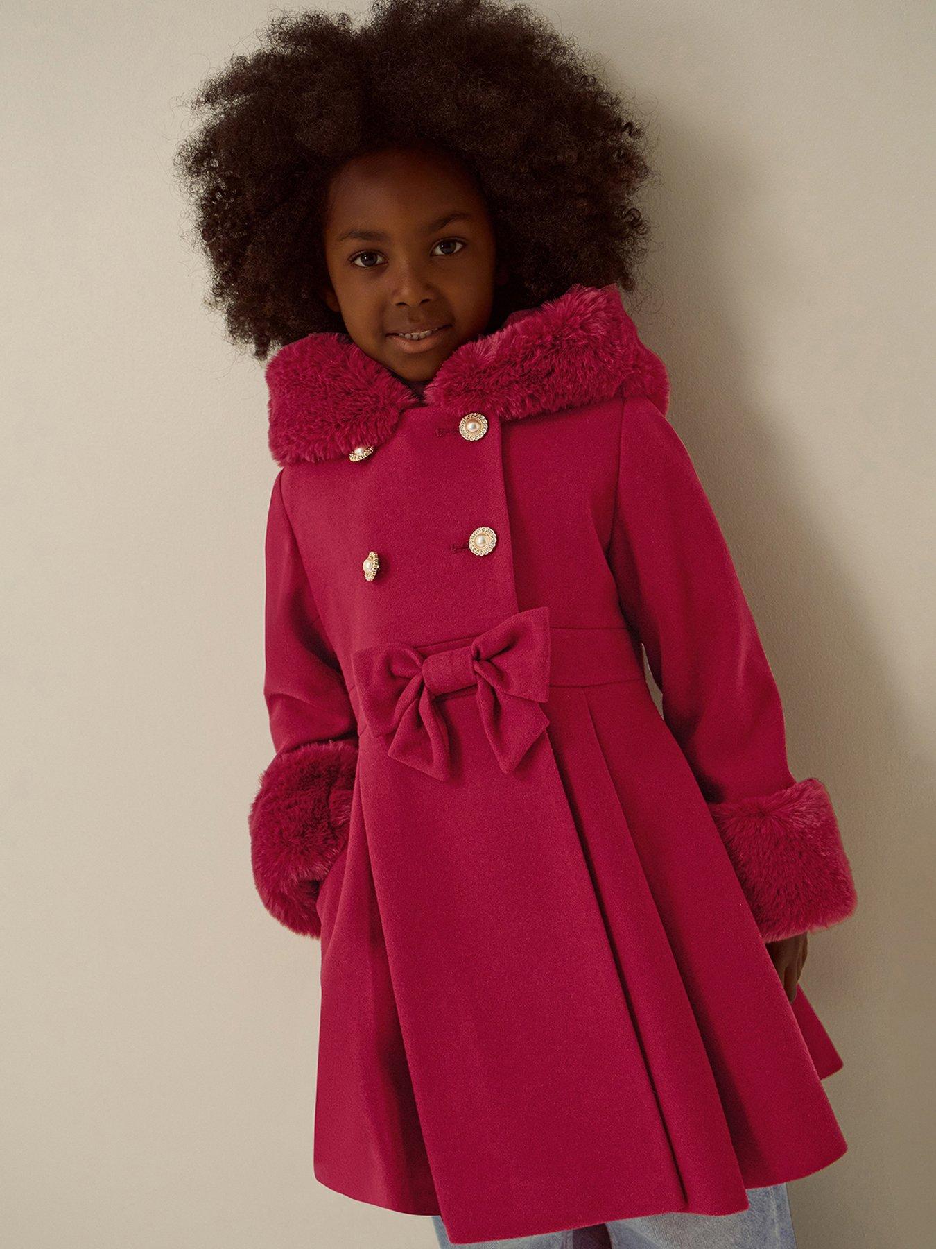 Monsoon Girls Smart Winter Berry Princess Coat - Dark Red