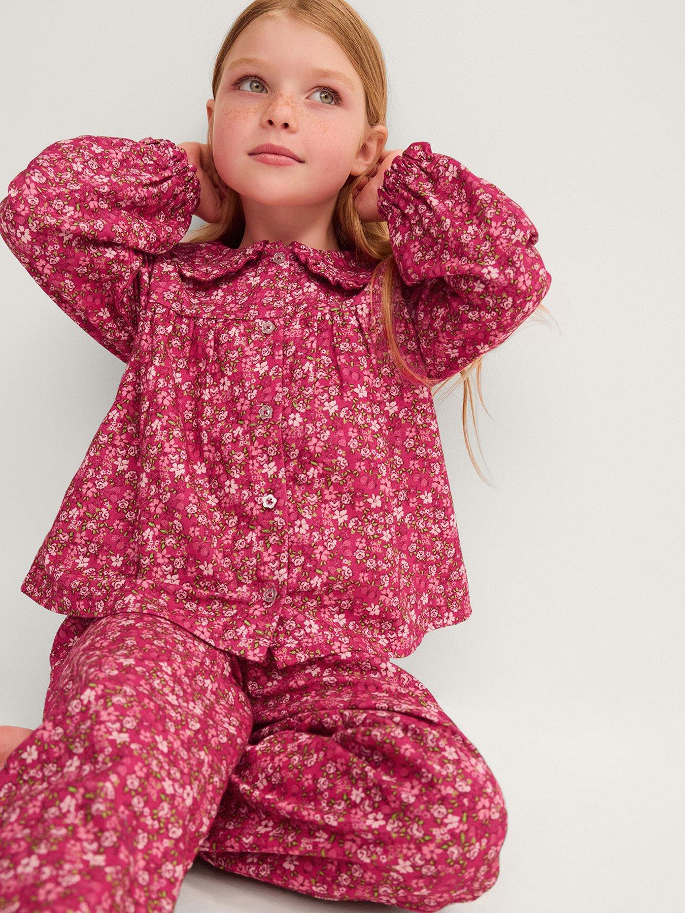 Image 1 of 4 of Monsoon Girls Woven Floral Ditsy Pyjamas - Pink