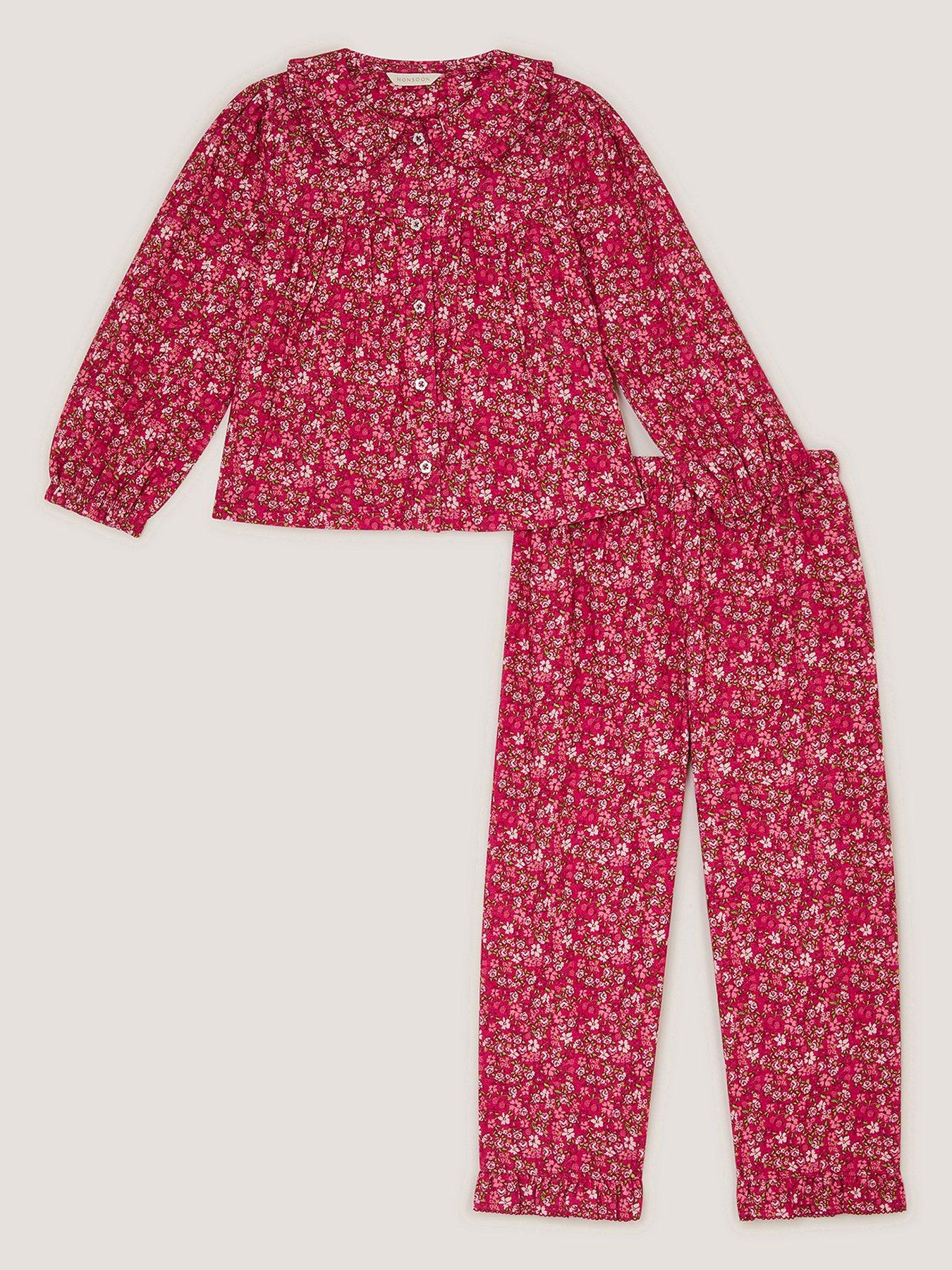 Image 2 of 4 of Monsoon Girls Woven Floral Ditsy Pyjamas - Pink