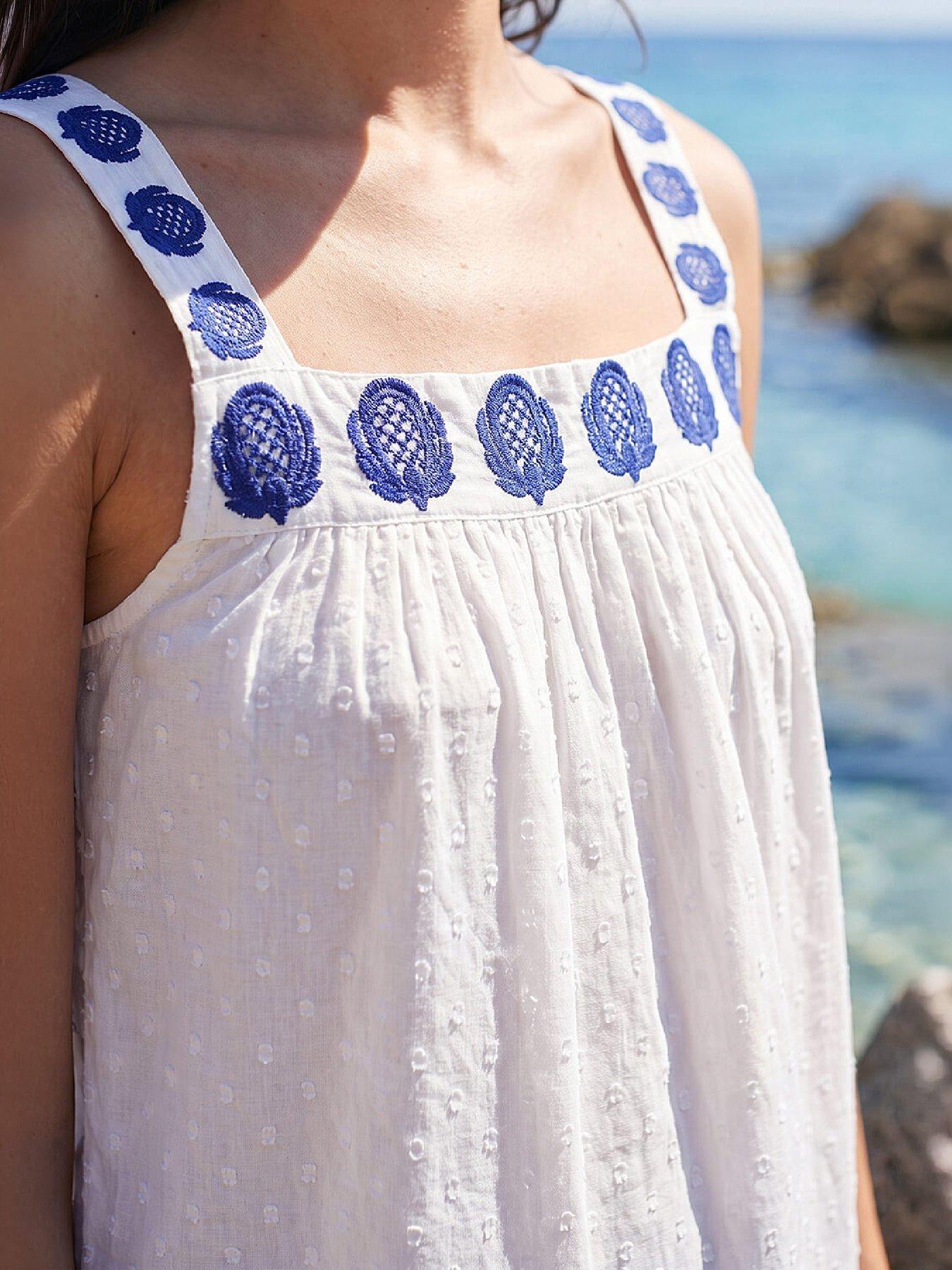 Image 2 of 4 of Roman Embroidered Neck Textured Cami Top