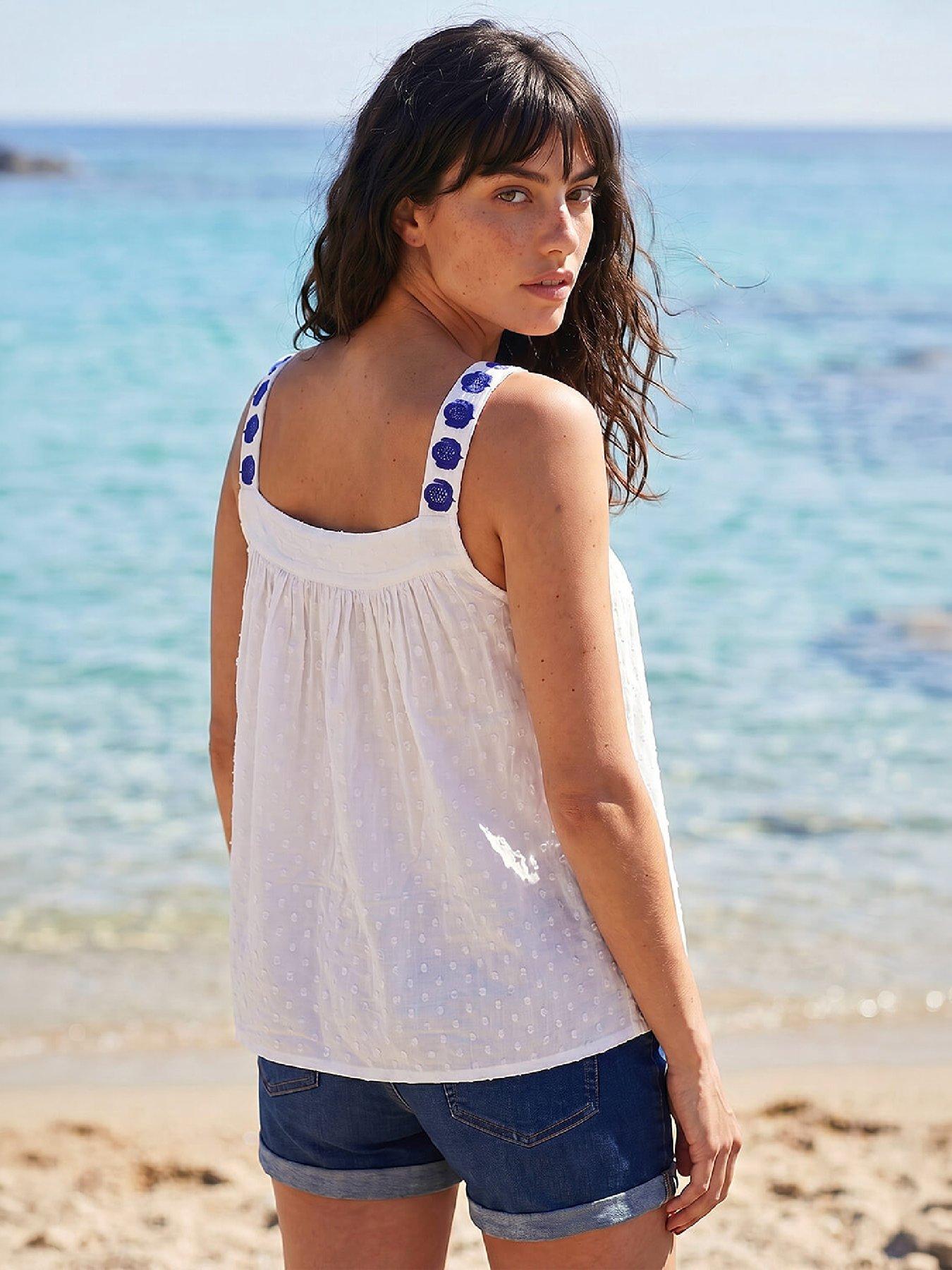 Image 3 of 4 of Roman Embroidered Neck Textured Cami Top