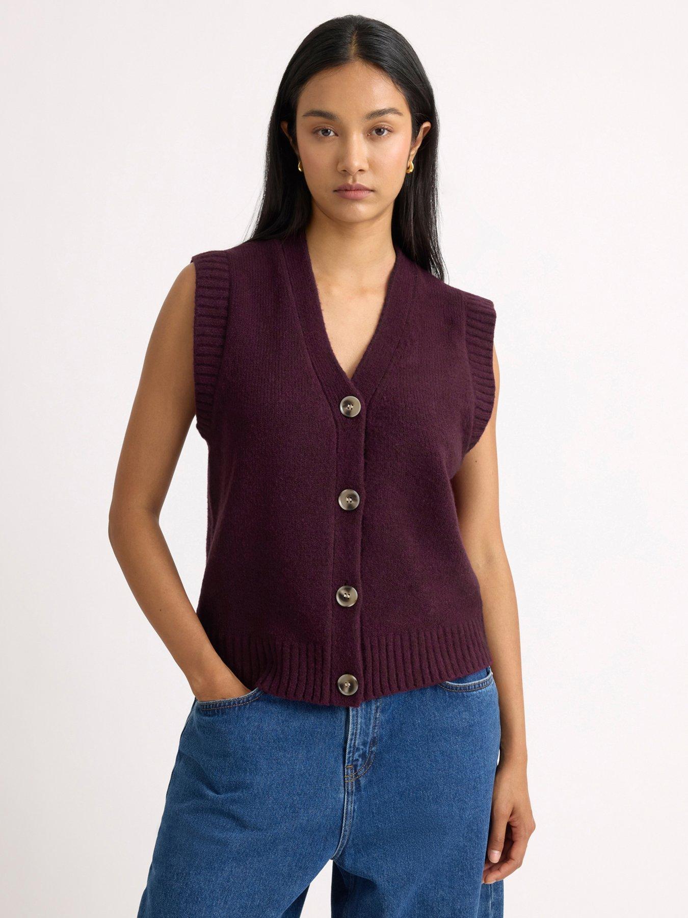 Albaray Cosy Button Tank Top - Burgundy