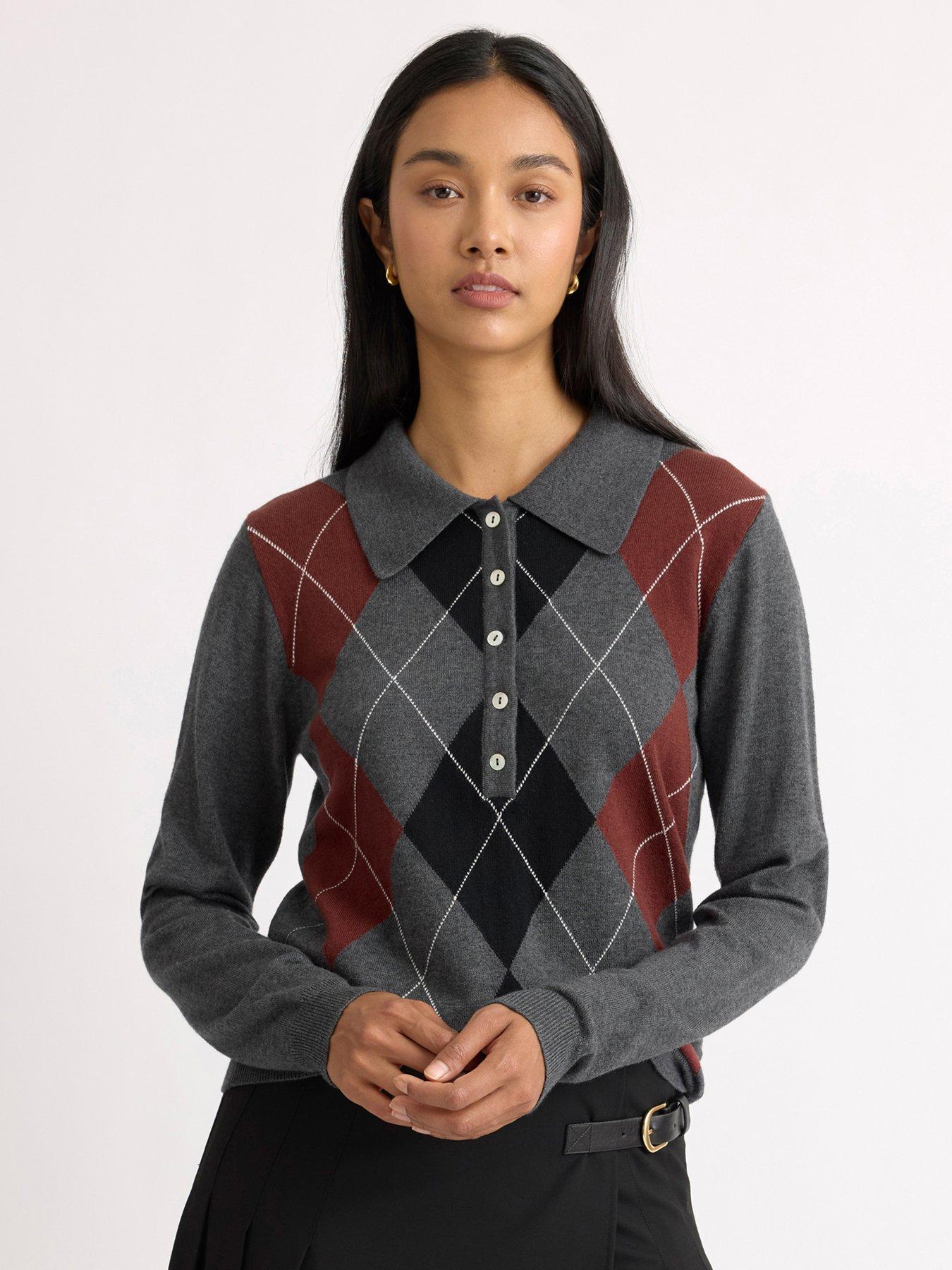 Albaray Argyle Polo Top
