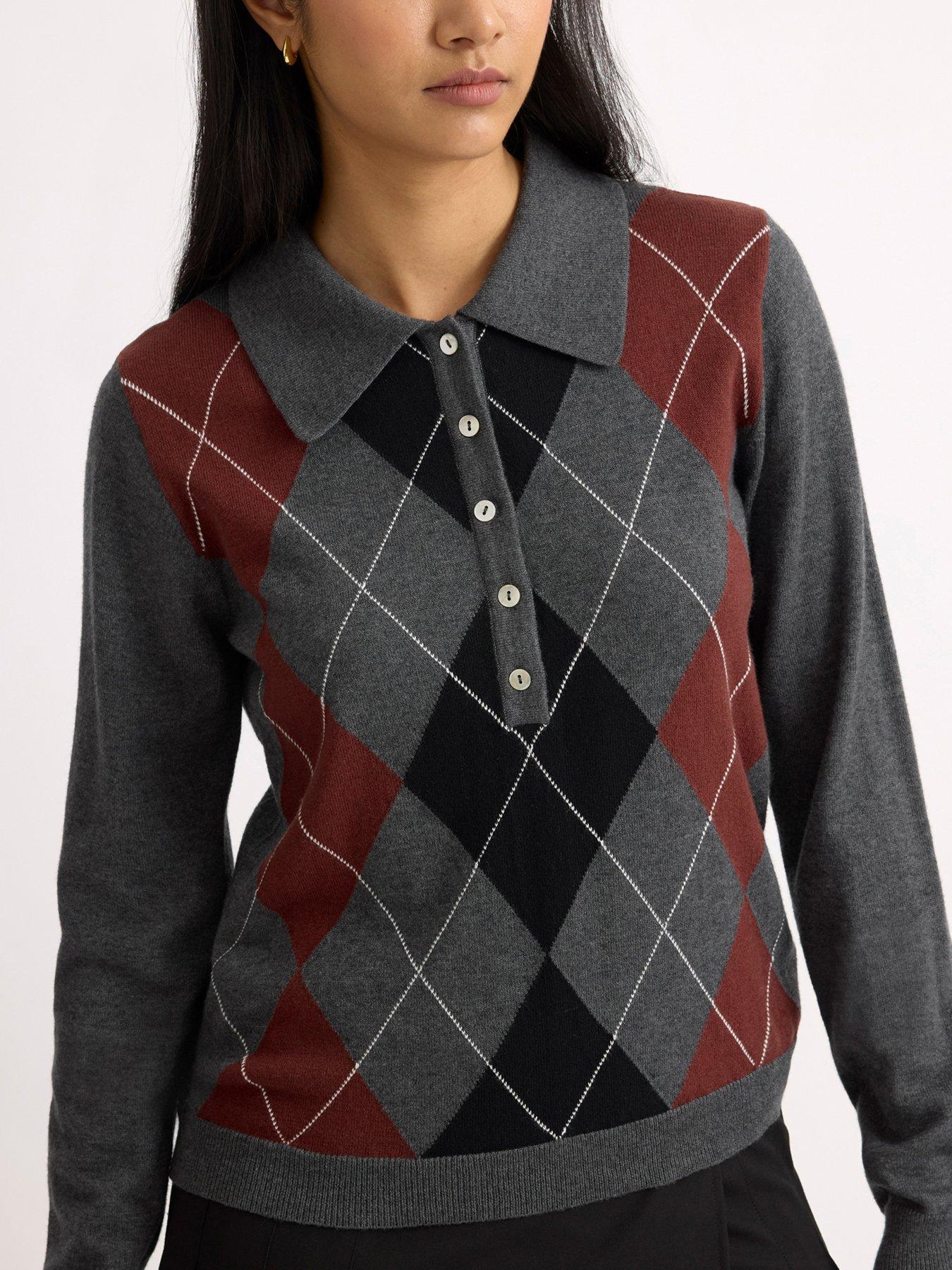 Image 3 of 4 of Albaray Argyle Polo Top