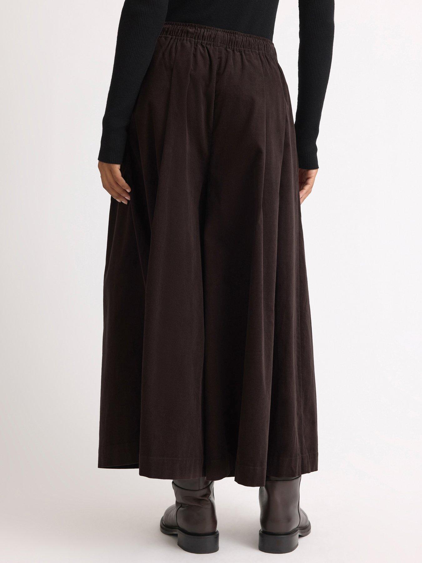 Image 2 of 4 of Albaray Womens Corduroy Drawstring Wide Leg Culottes - Brown
