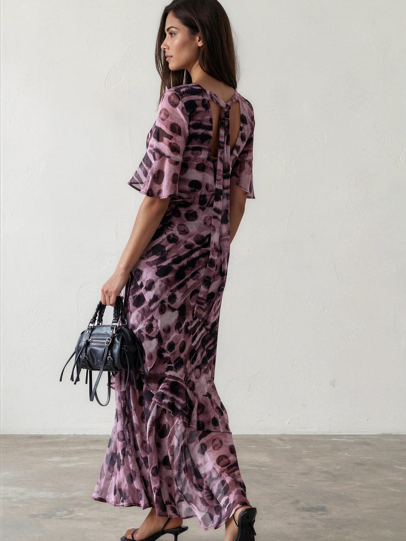 Religion Liv Maxi Dress In Abstract Dot Ocelot Print - Red