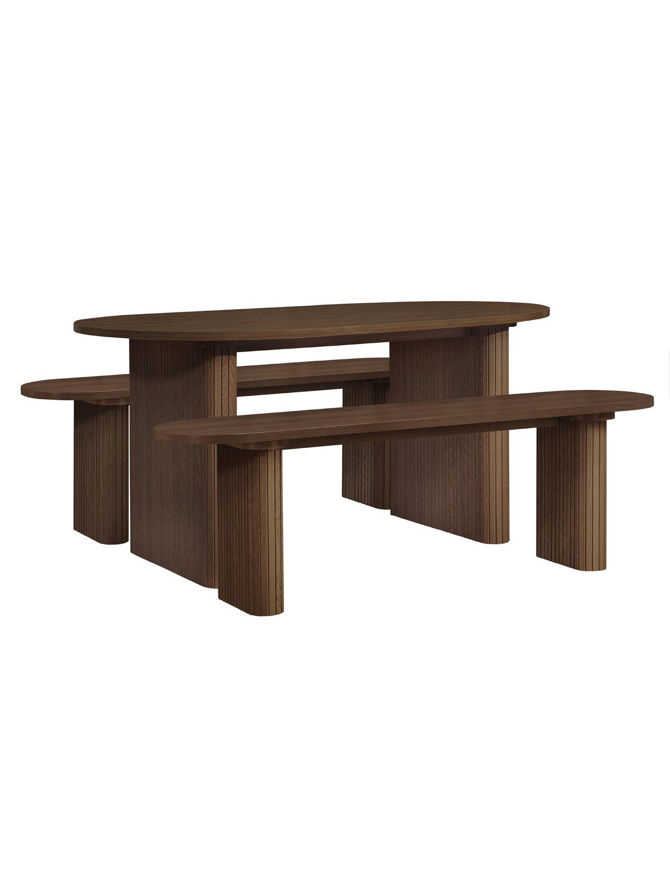 Image 6 of 6 of Birlea Axel Oval Fluted Dining Table With 2 Benches