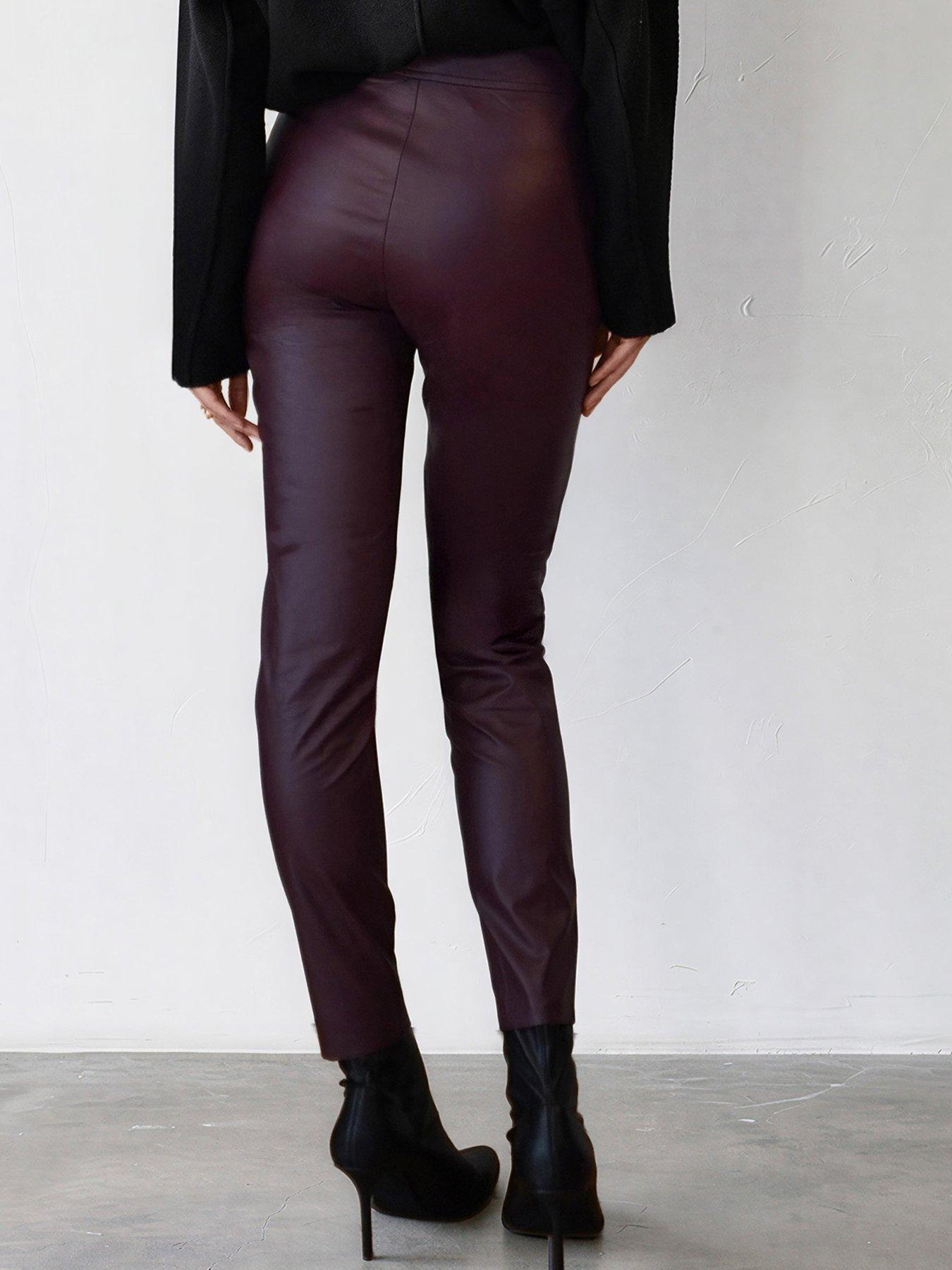 Image 5 of 7 of Religion Religion Womens Ida Faux Leather Zip Detail Skinny Trousers - Red