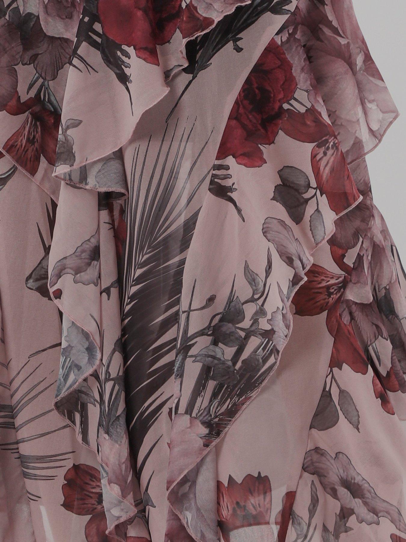 Image 5 of 7 of Religion Taylor Halterneck Maxi Dress In Floral Camellia Print - Soft Pink