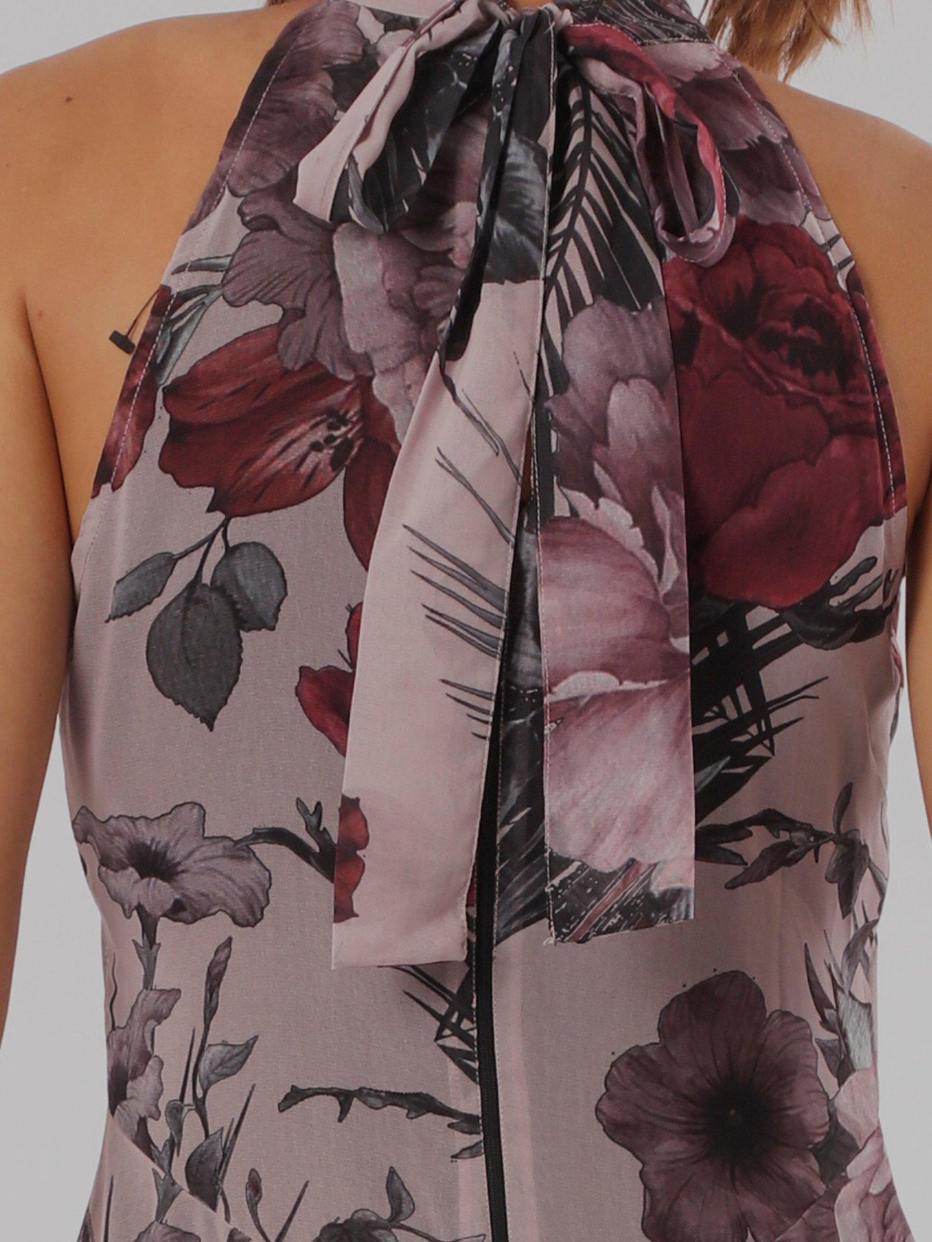 Image 6 of 7 of Religion Taylor Halterneck Maxi Dress In Floral Camellia Print - Soft Pink